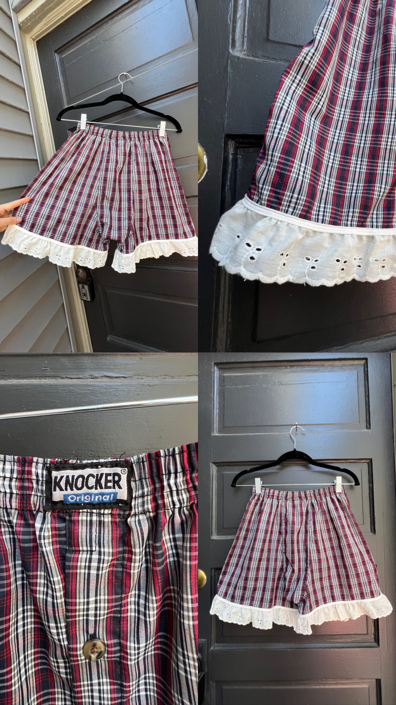 Reworked Red gingham bloomer shorts