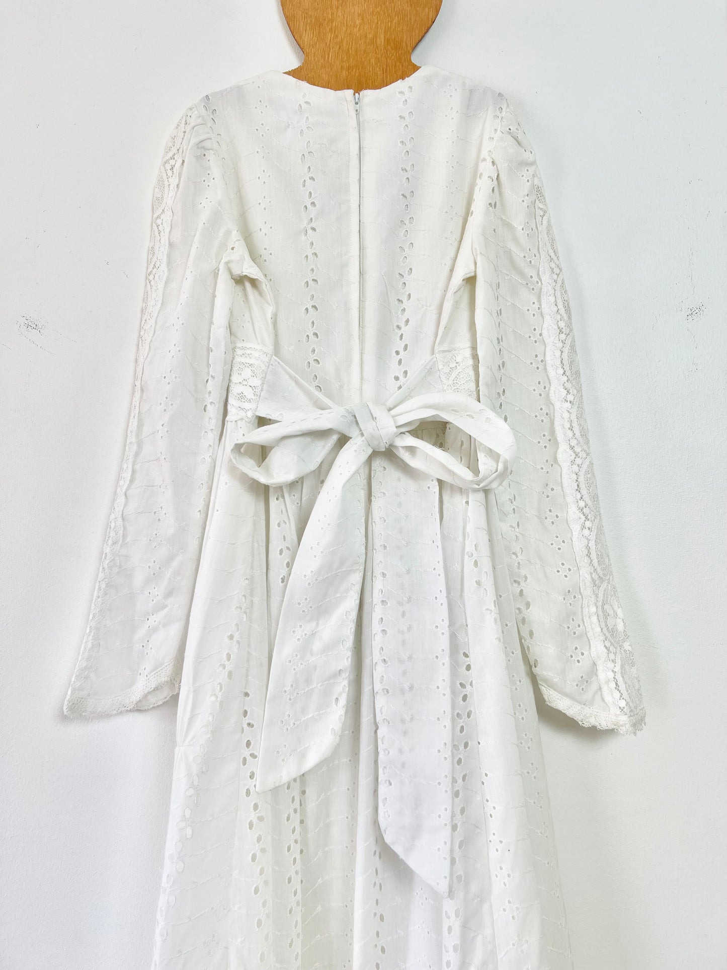 70s GUNNE SAX white cotton eyelet renaissance style Maxi Dress