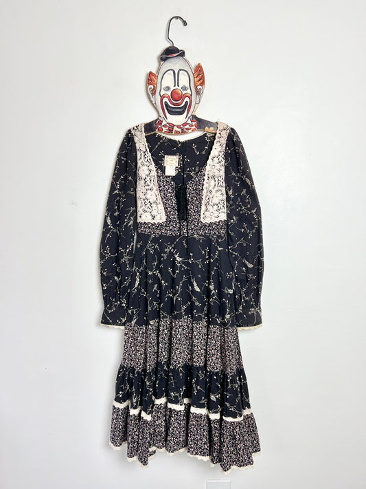 70s RARE GUNNE SAX corset bust prairie midi dress