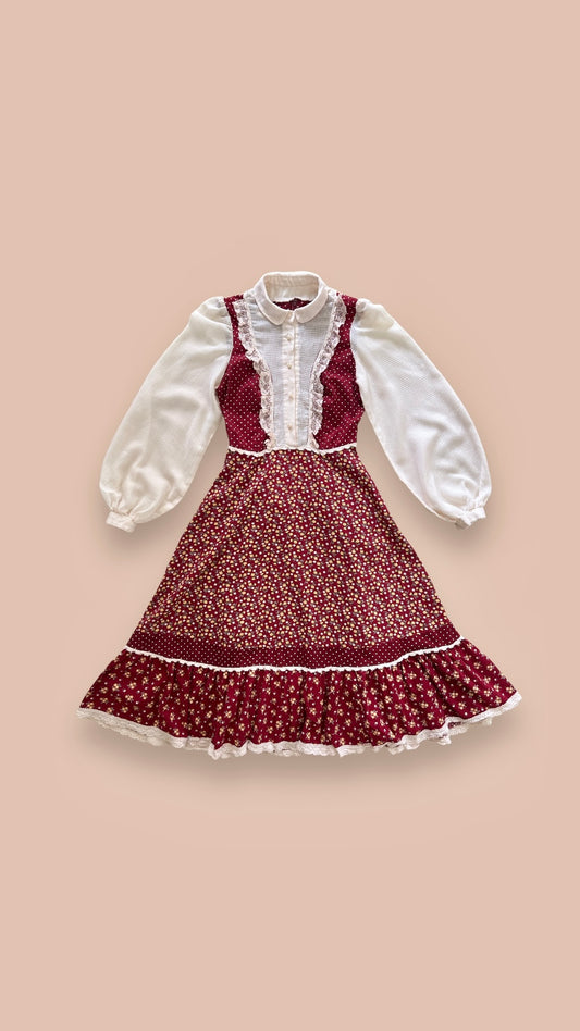 70s Rare GUNNE SAX prairie midi dress