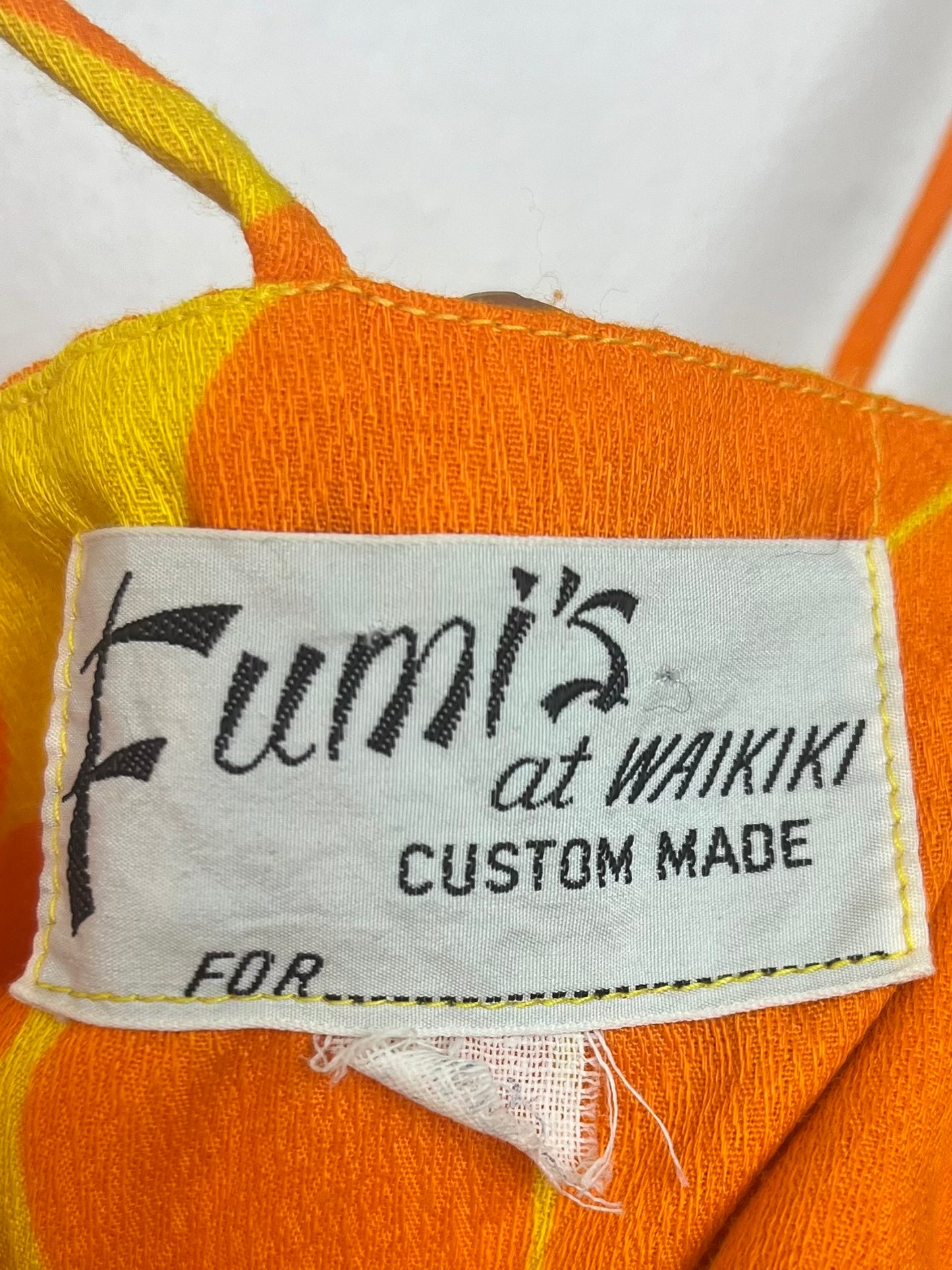 60s Barkcloth FUMIS WAIKIKI Cutout GoGo Mini Dress