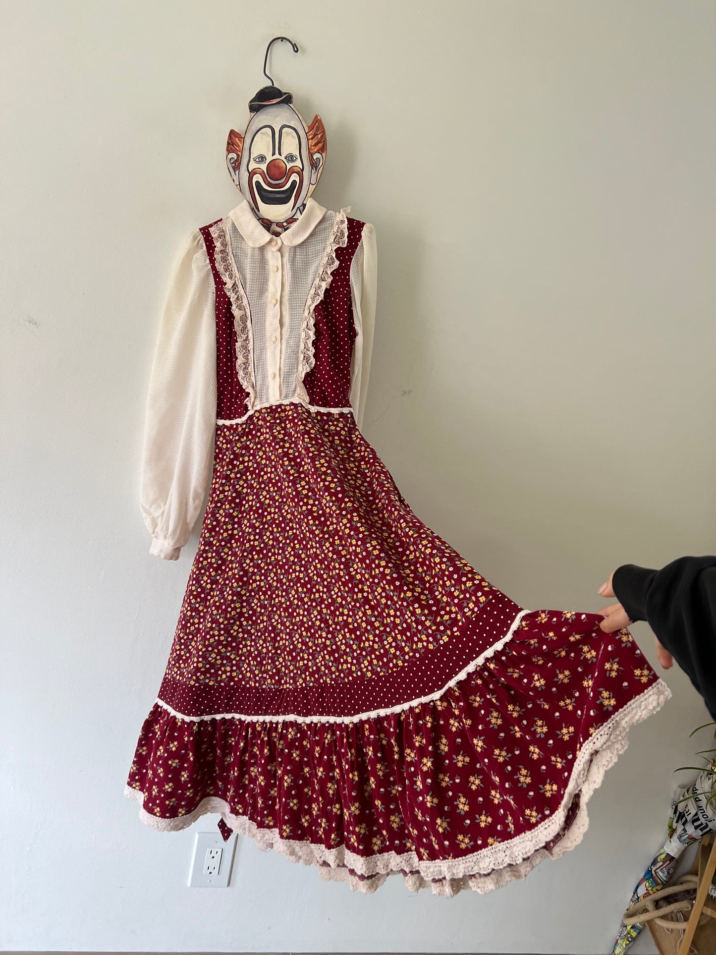 70s Rare GUNNE SAX prairie midi dress