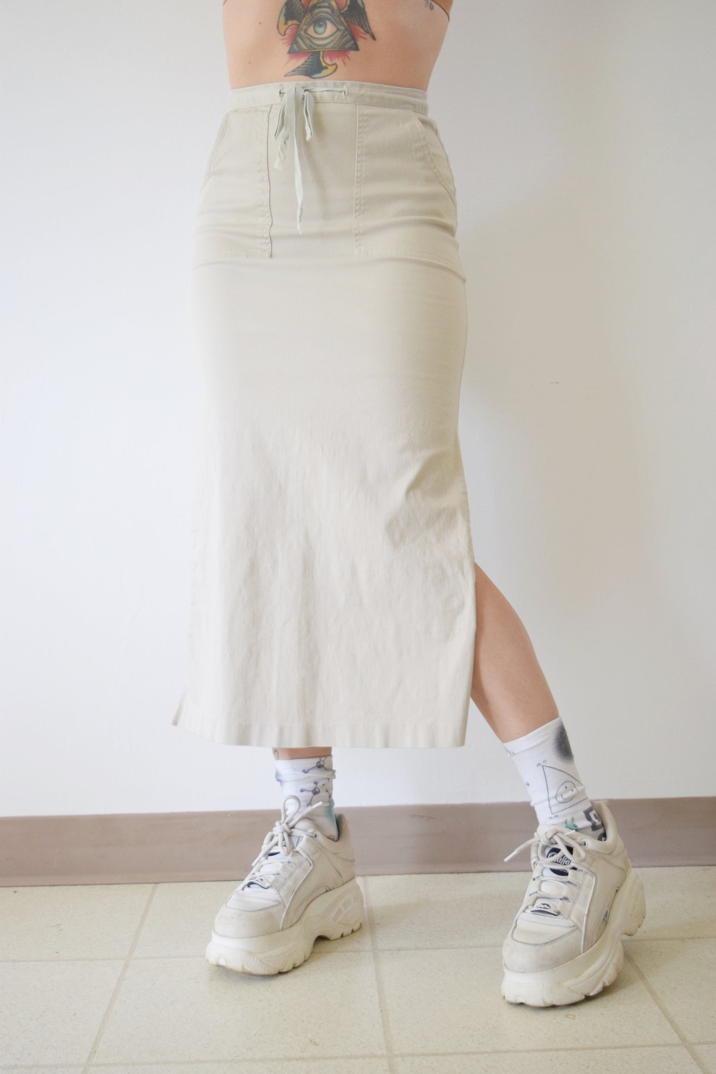 Y2K KHAKI MIDI - SMALL
