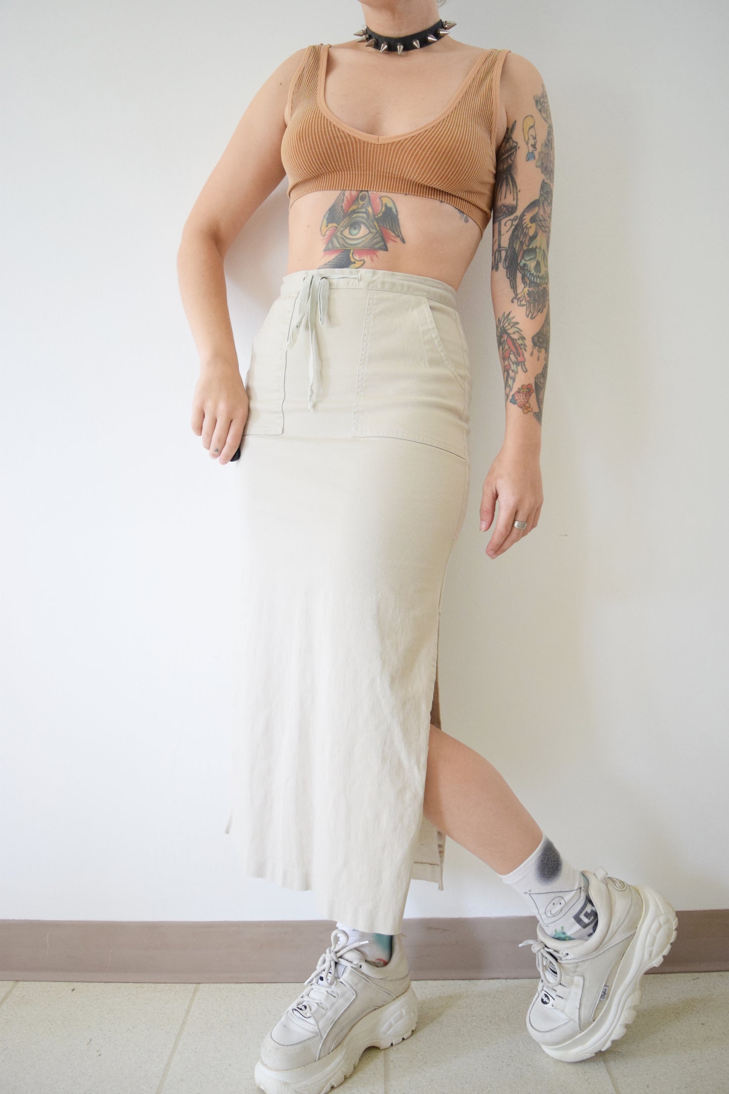 Y2K KHAKI MIDI - SMALL