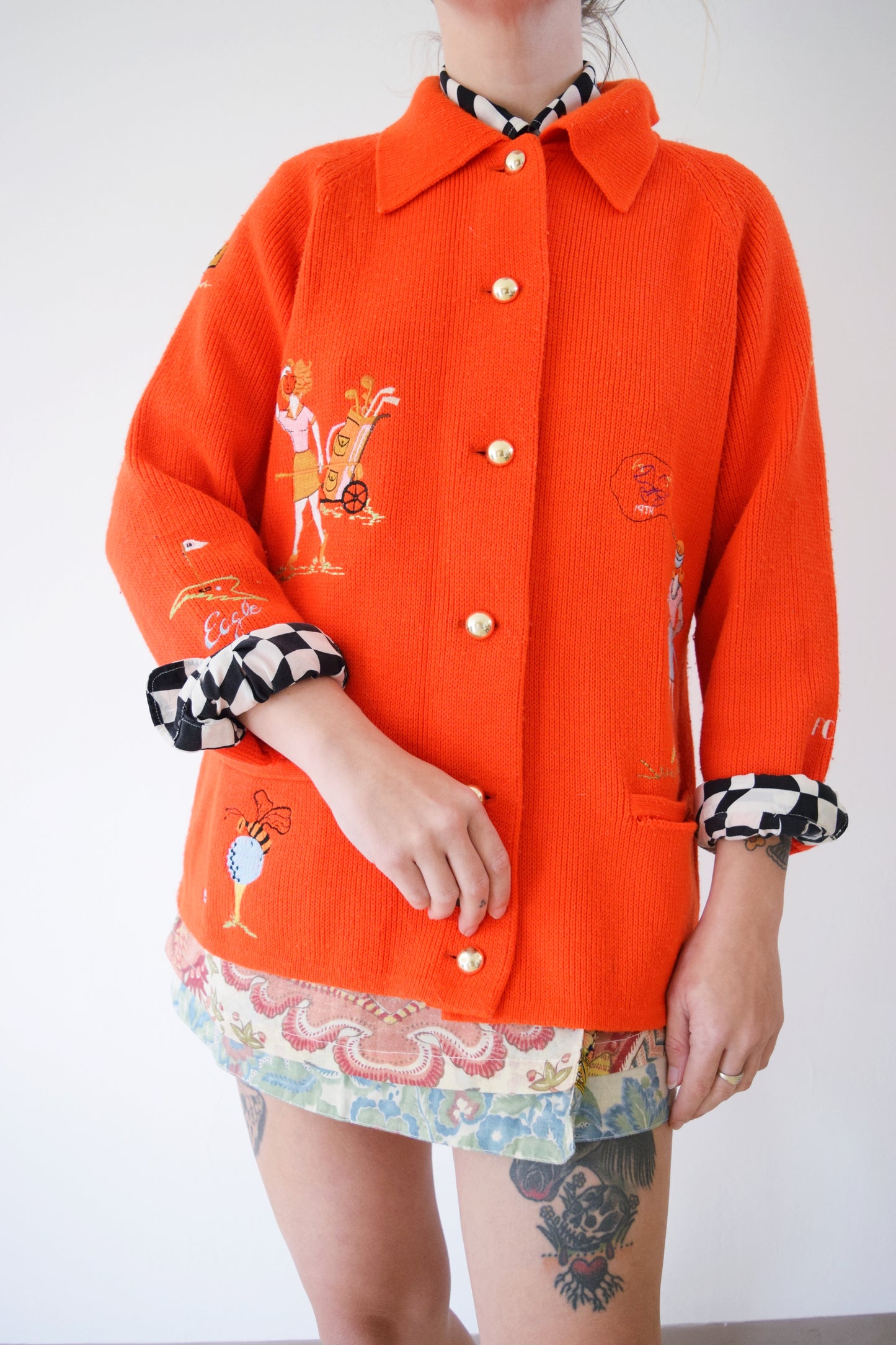 60S GOLF LADY EMBROIDERED CARDIGAN - M