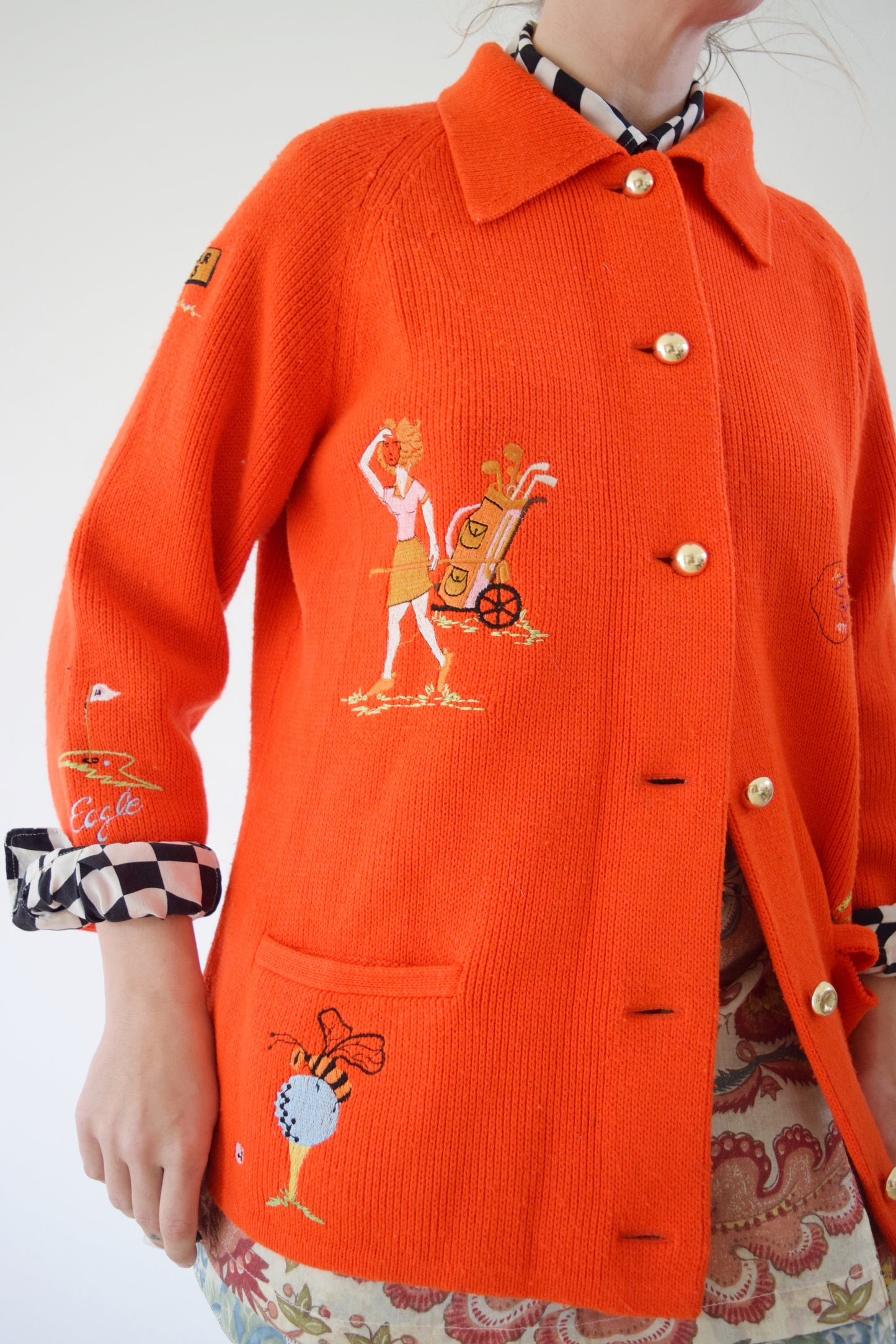 60S GOLF LADY EMBROIDERED CARDIGAN - M