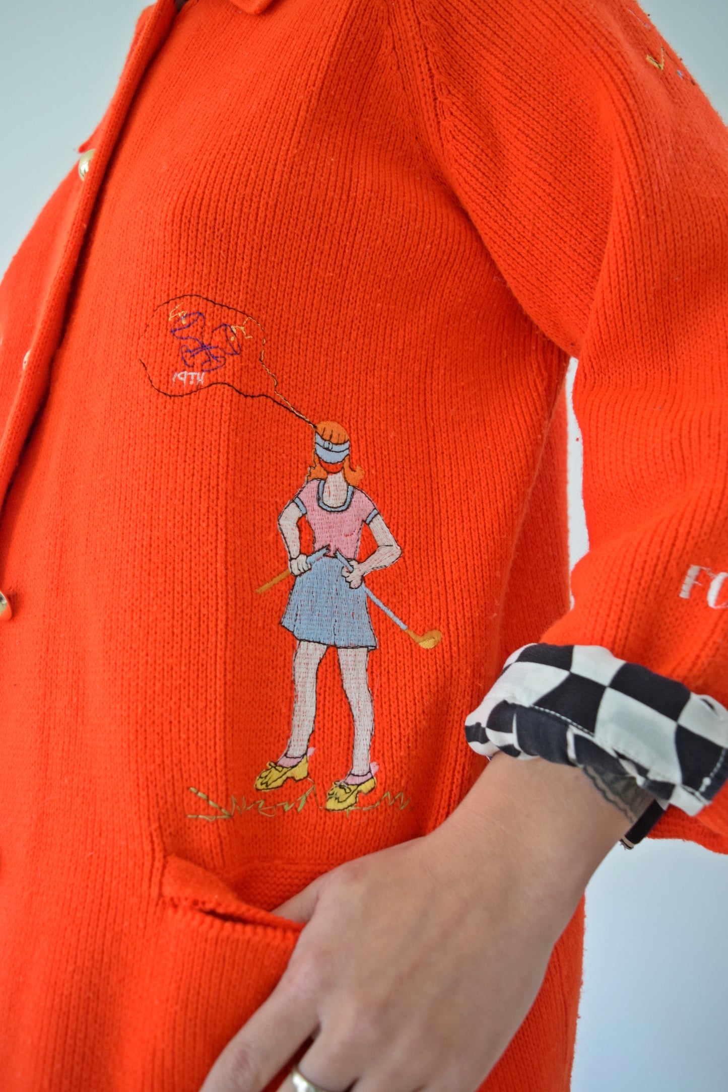 60S GOLF LADY EMBROIDERED CARDIGAN - M