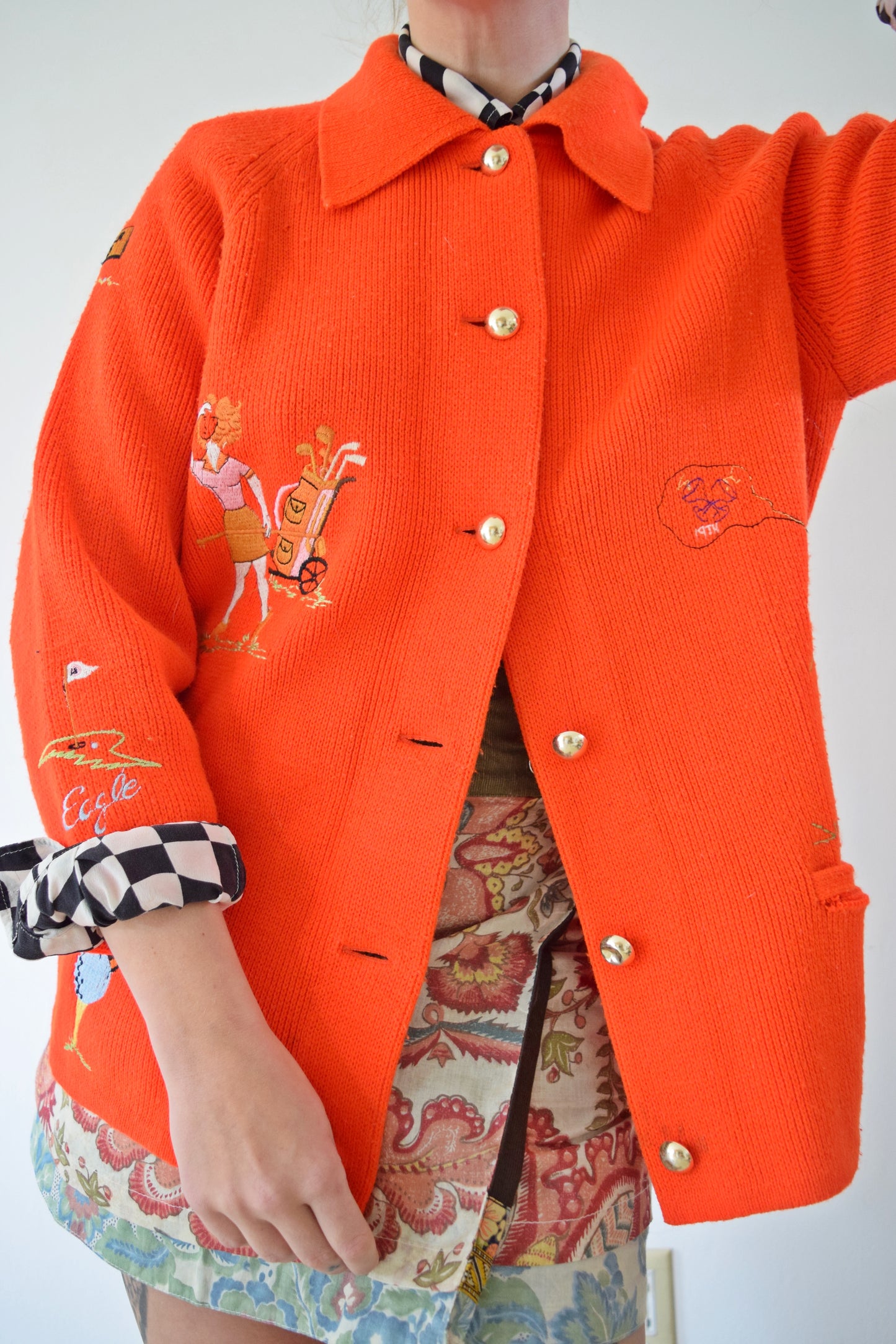 60S GOLF LADY EMBROIDERED CARDIGAN - M