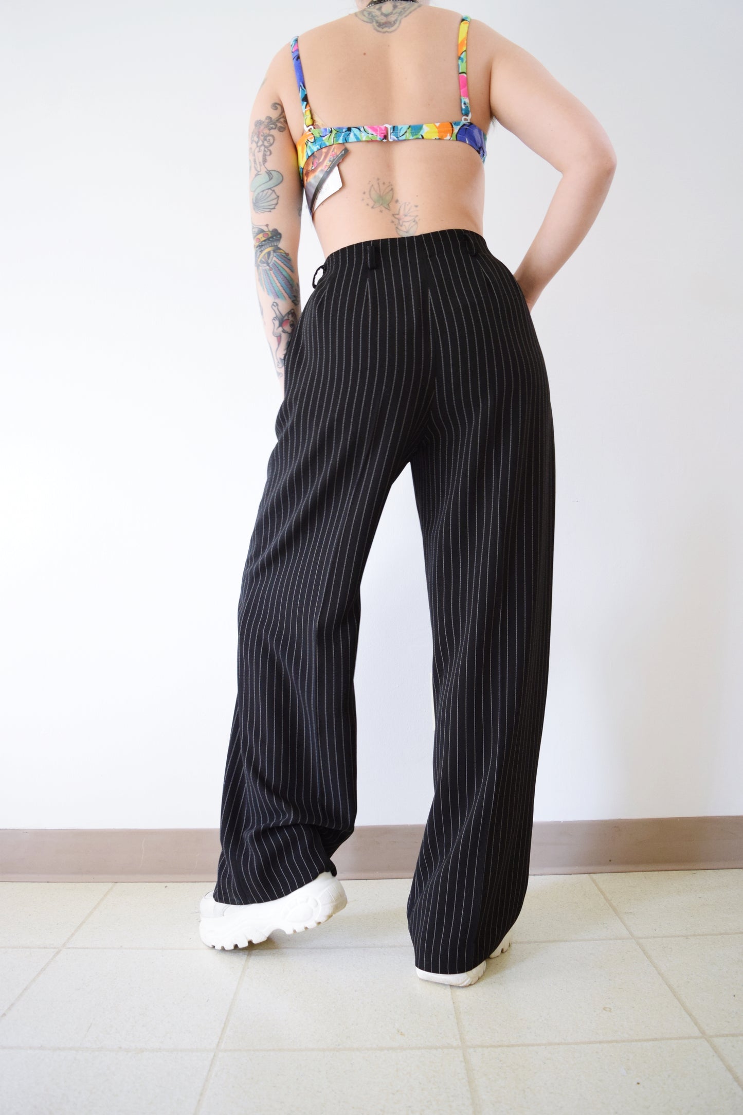 90s PINSTRIPE TROUSERS - 26/27" waist