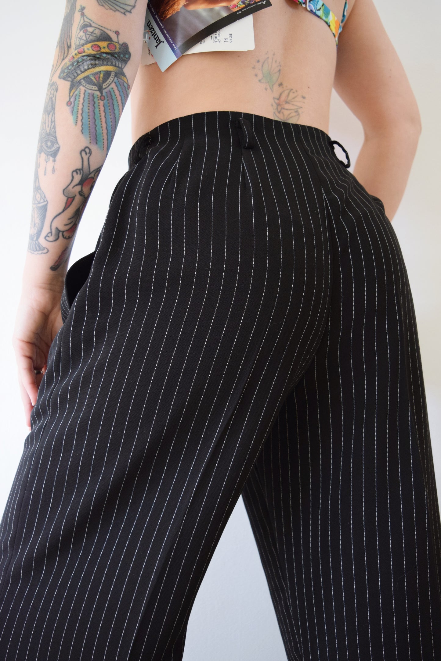 90s PINSTRIPE TROUSERS - 26/27" waist