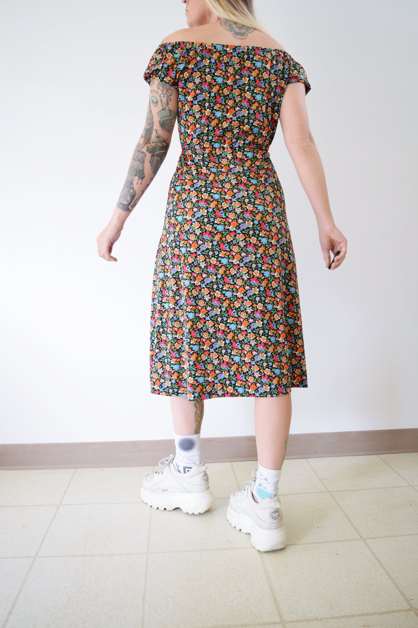 60s DAY GLOW FLORAL MIDI - S/M