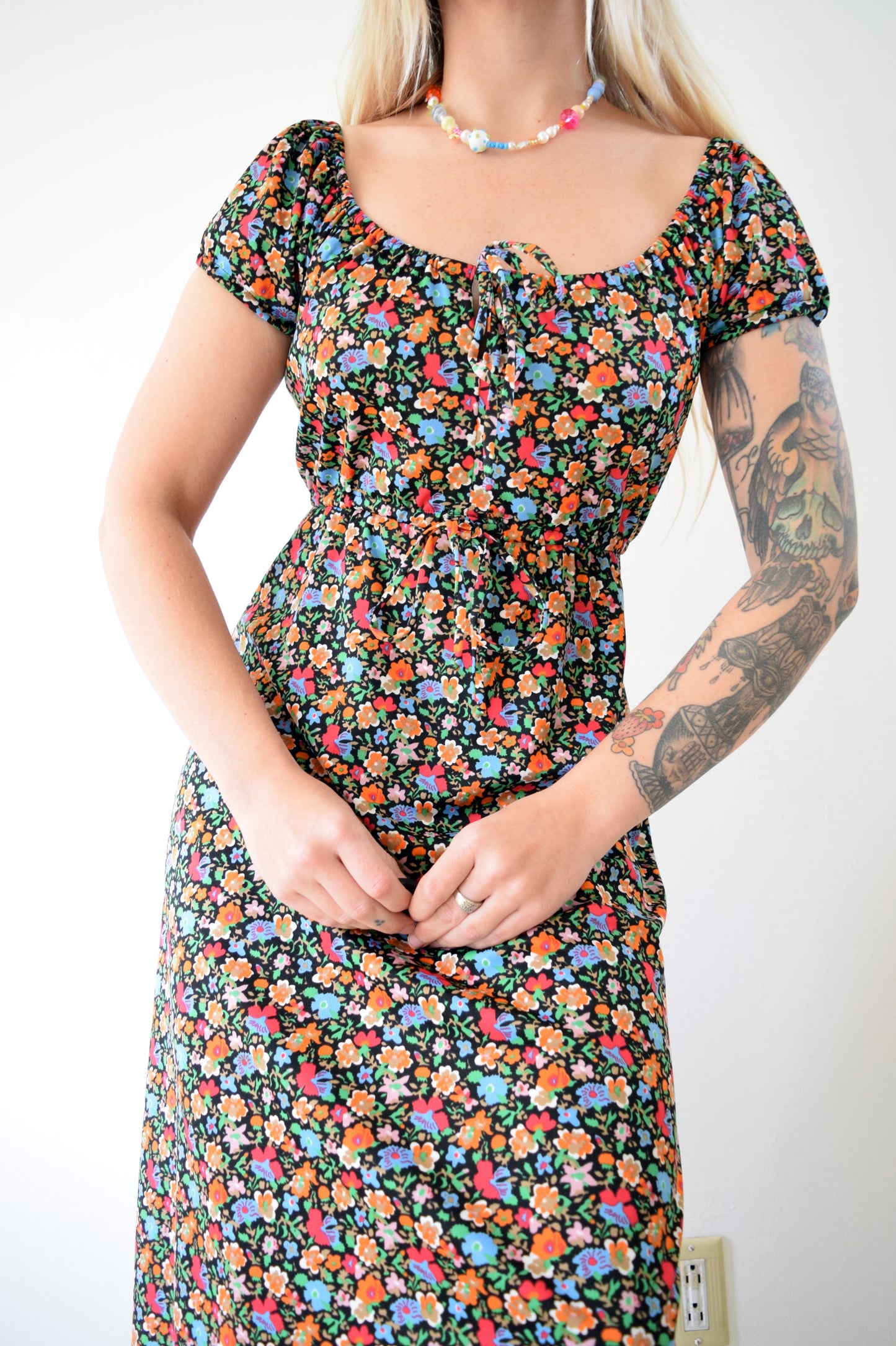 60s DAY GLOW FLORAL MIDI - S/M