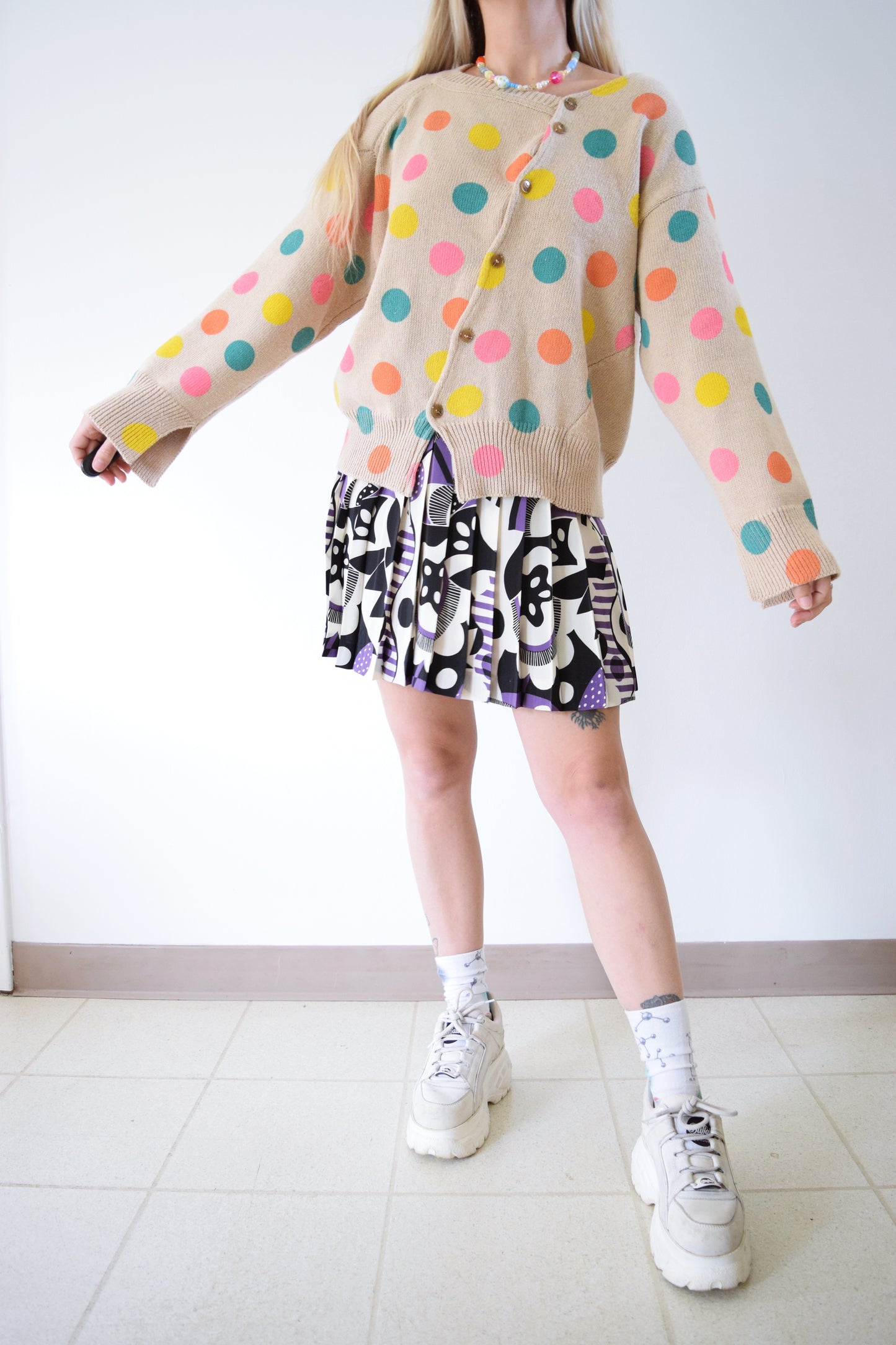 Y2K POLKADOT CARDIGAN - ML