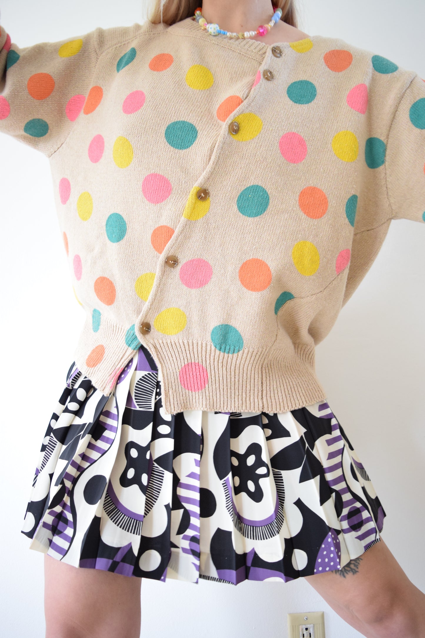 Y2K POLKADOT CARDIGAN - ML