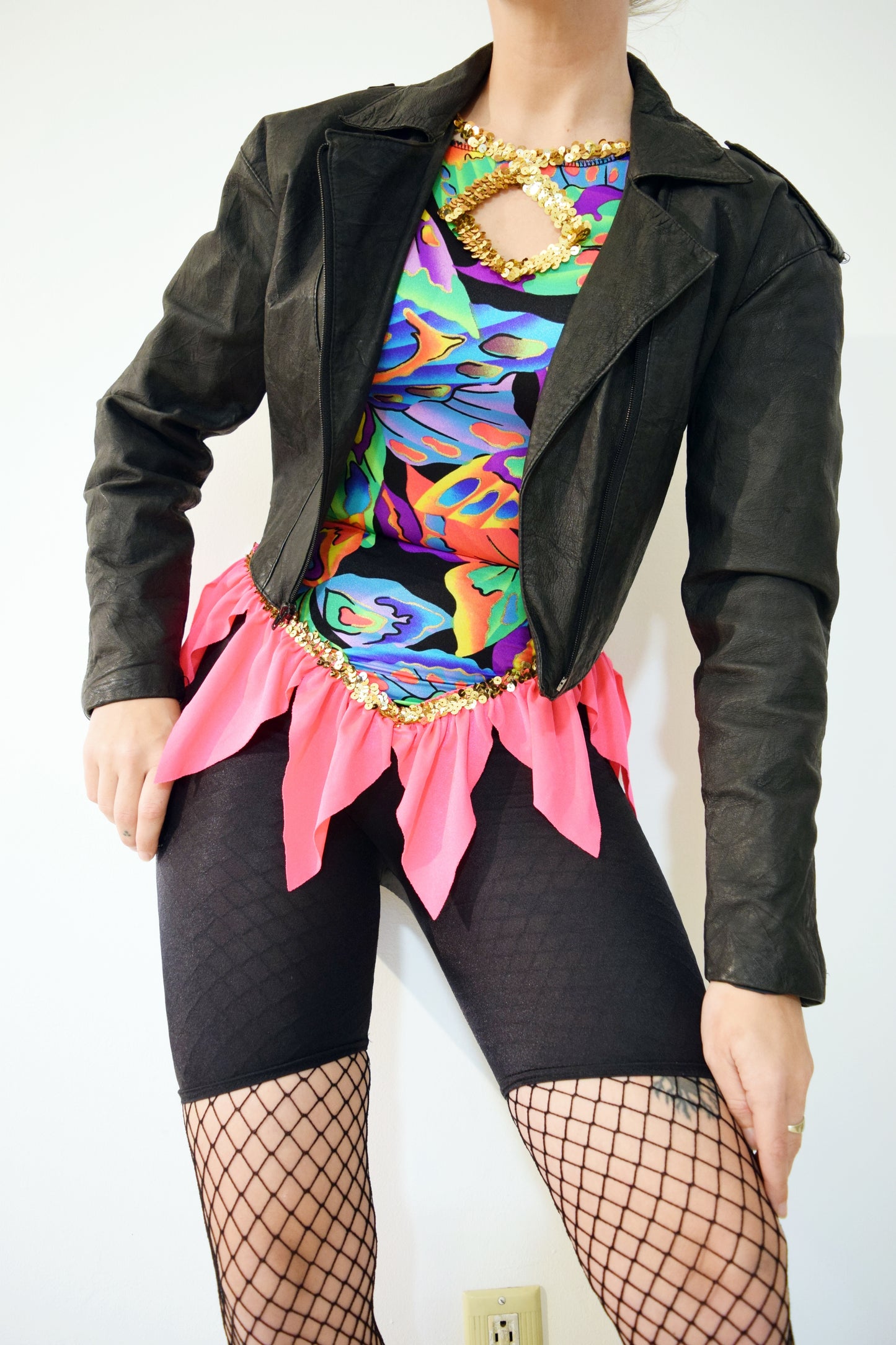 80s CROPPED LEATHER JACKET - XS/S