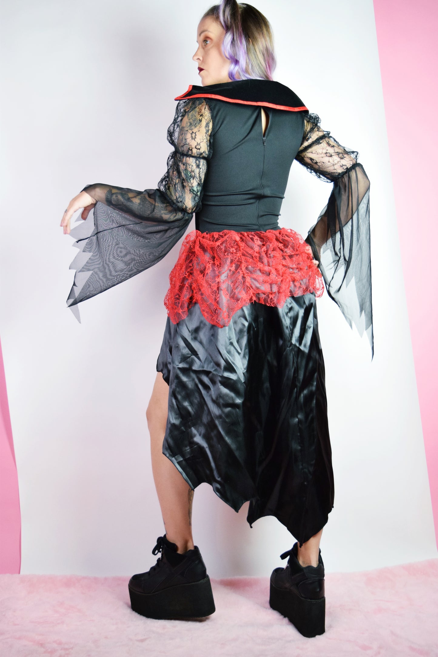 Y2K RENAISSANCE VAMPIRE HIGH LOW GOWN DRESS - SMALL