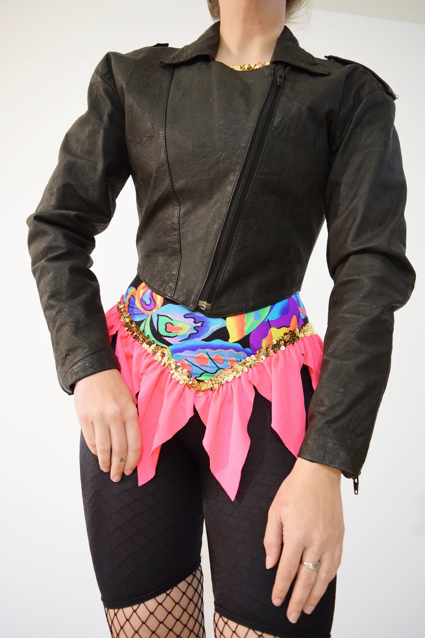 80s CROPPED LEATHER JACKET - XS/S