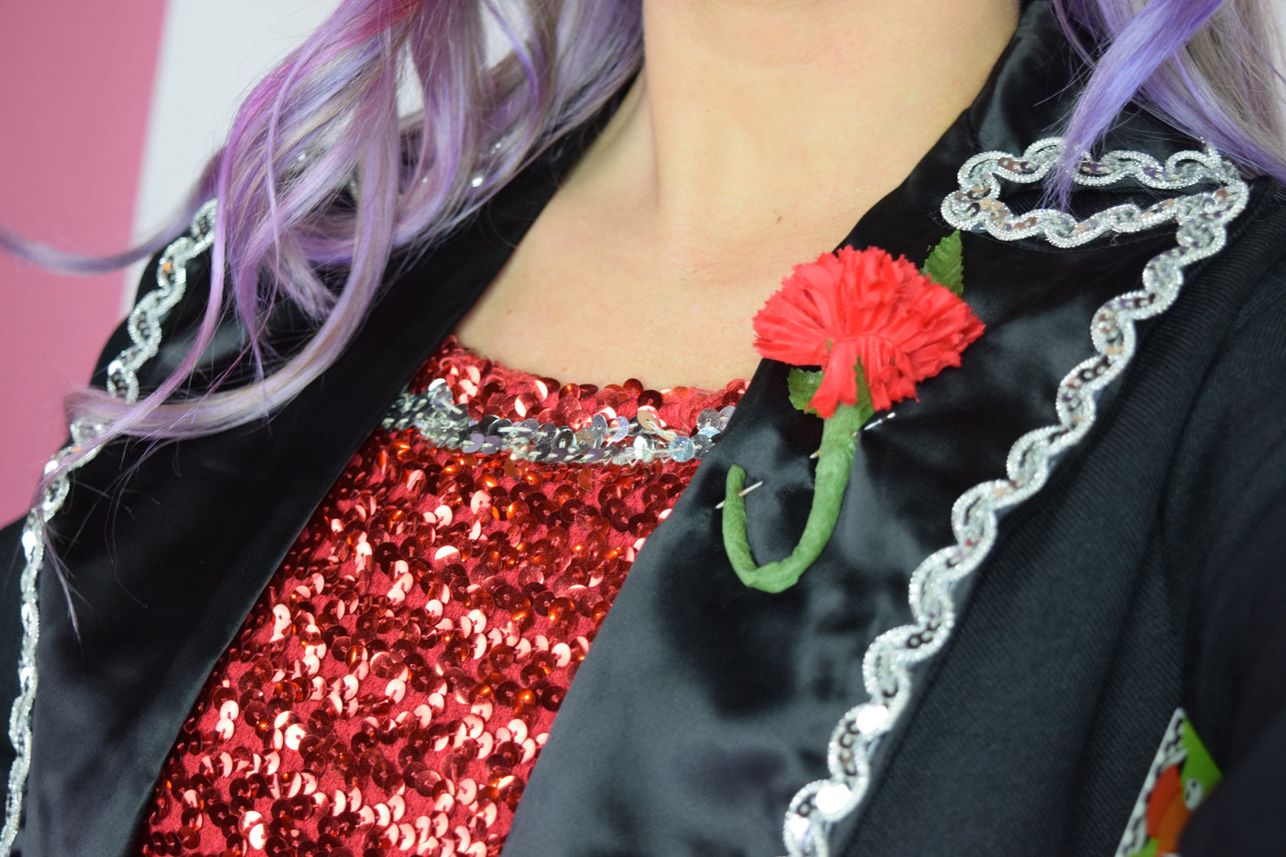 VTG TAILED SEQUIN LINED BLAZER JACKET - SMALL