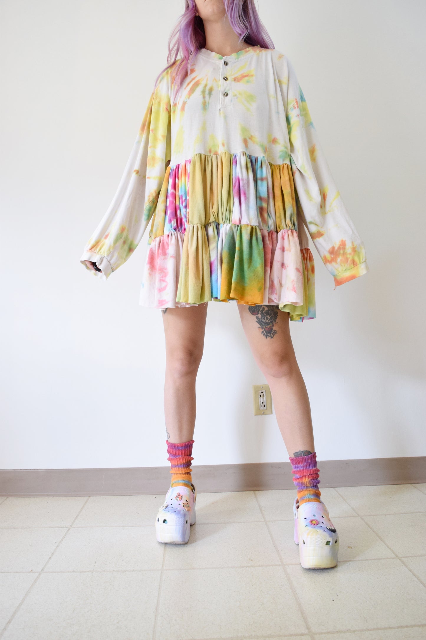 HANDMADE TIE DYE TSHIRT DRESS - M/L