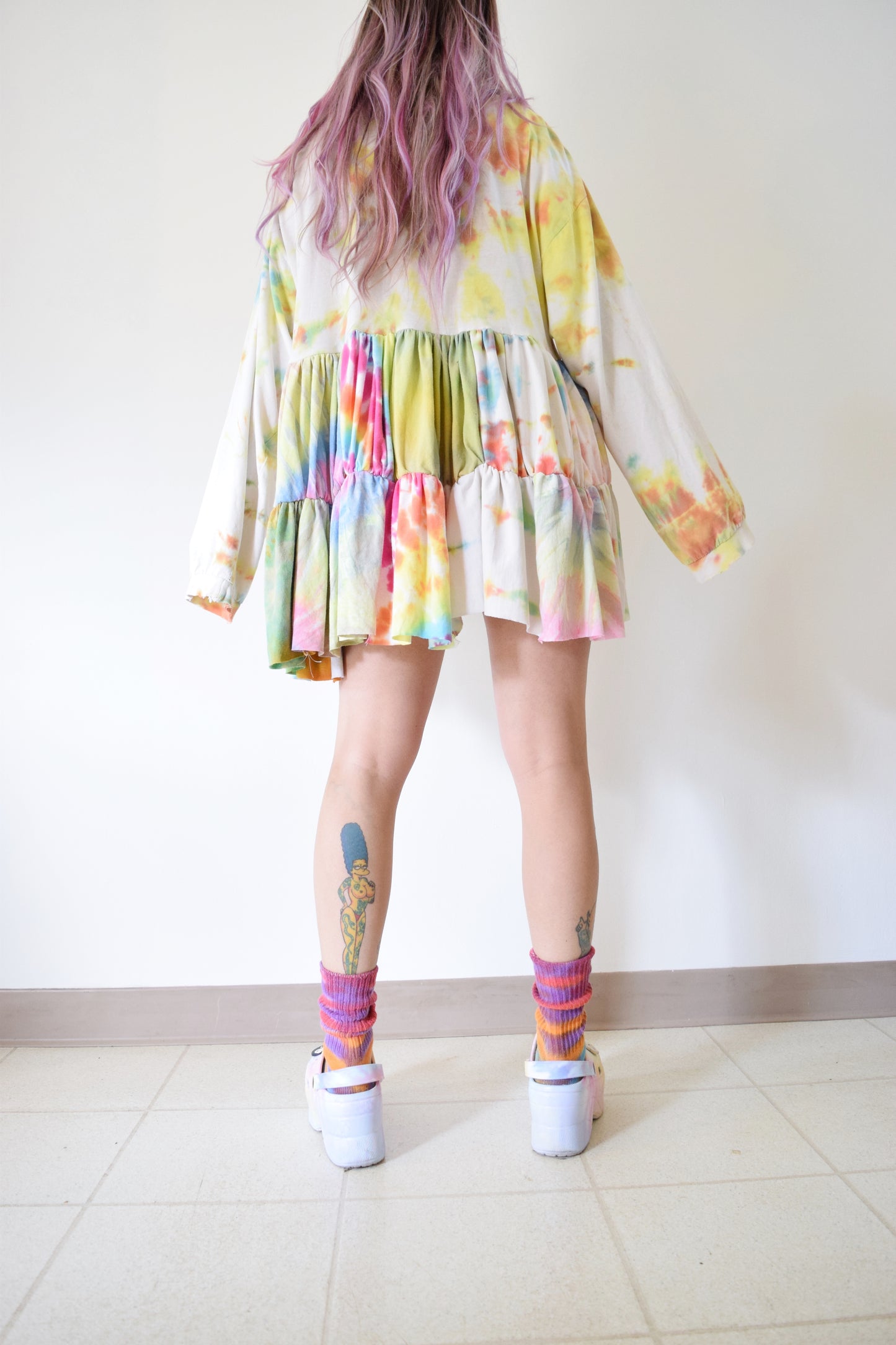 HANDMADE TIE DYE TSHIRT DRESS - M/L
