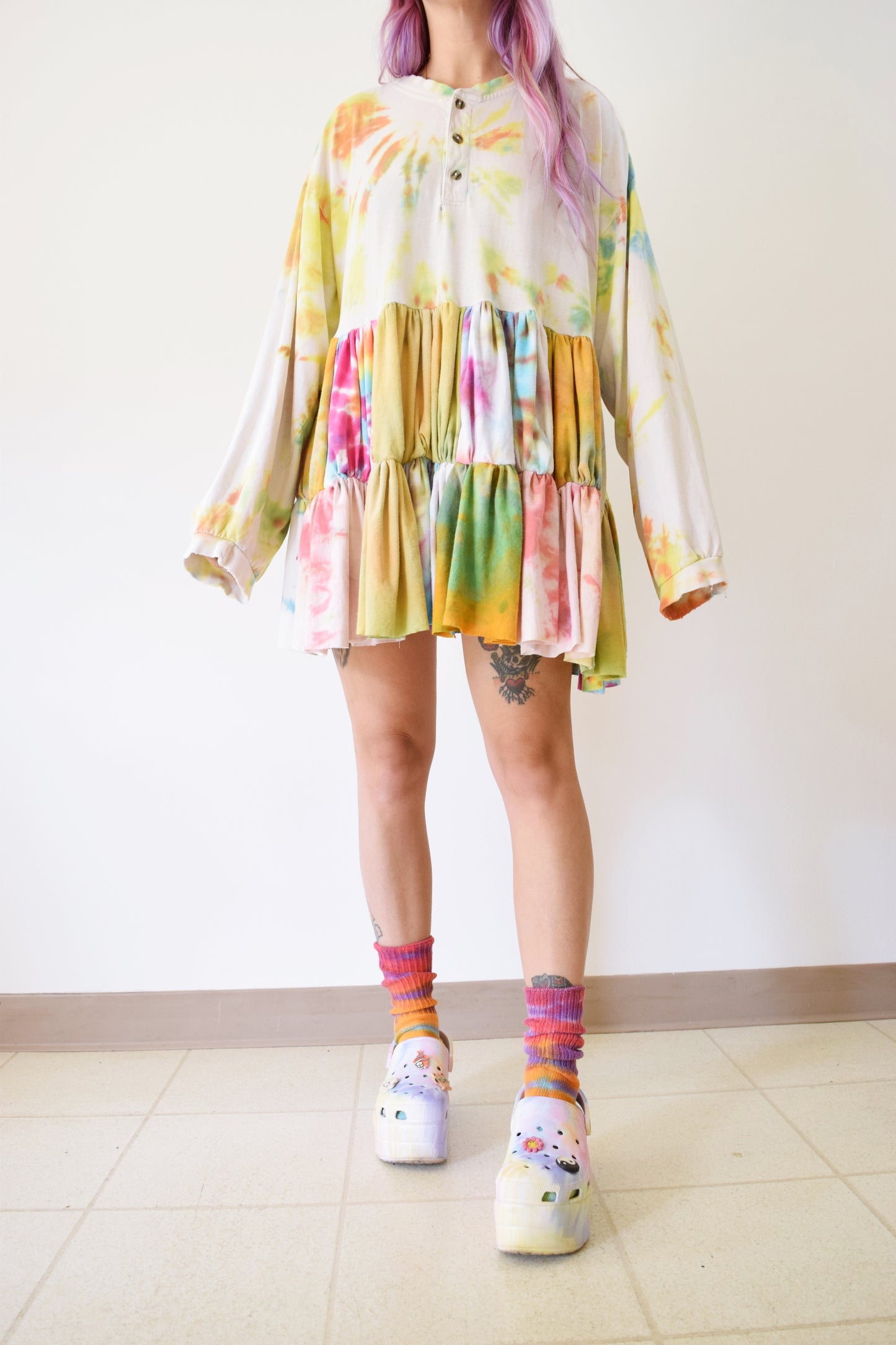 HANDMADE TIE DYE TSHIRT DRESS - M/L