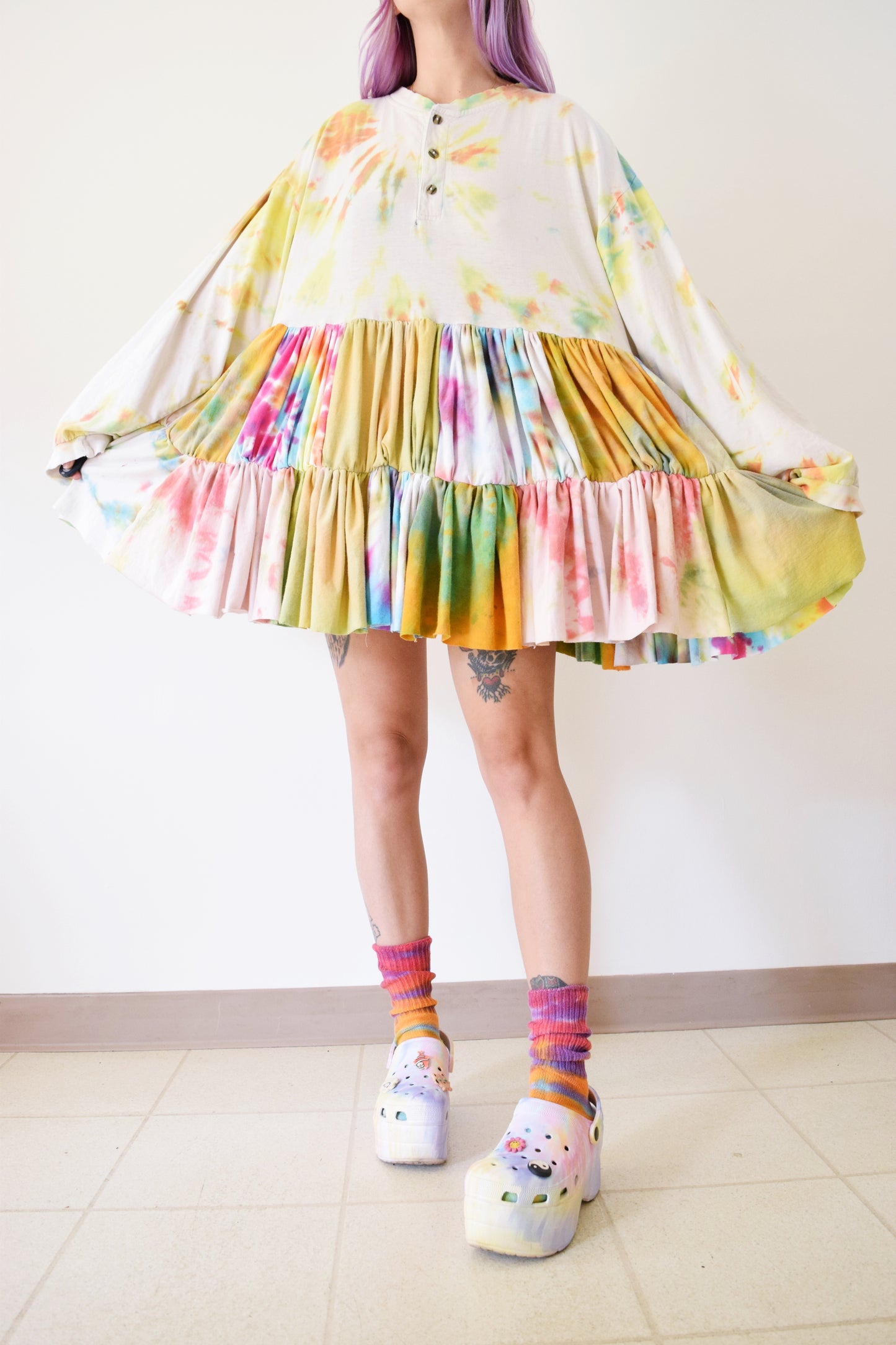 HANDMADE TIE DYE TSHIRT DRESS - M/L