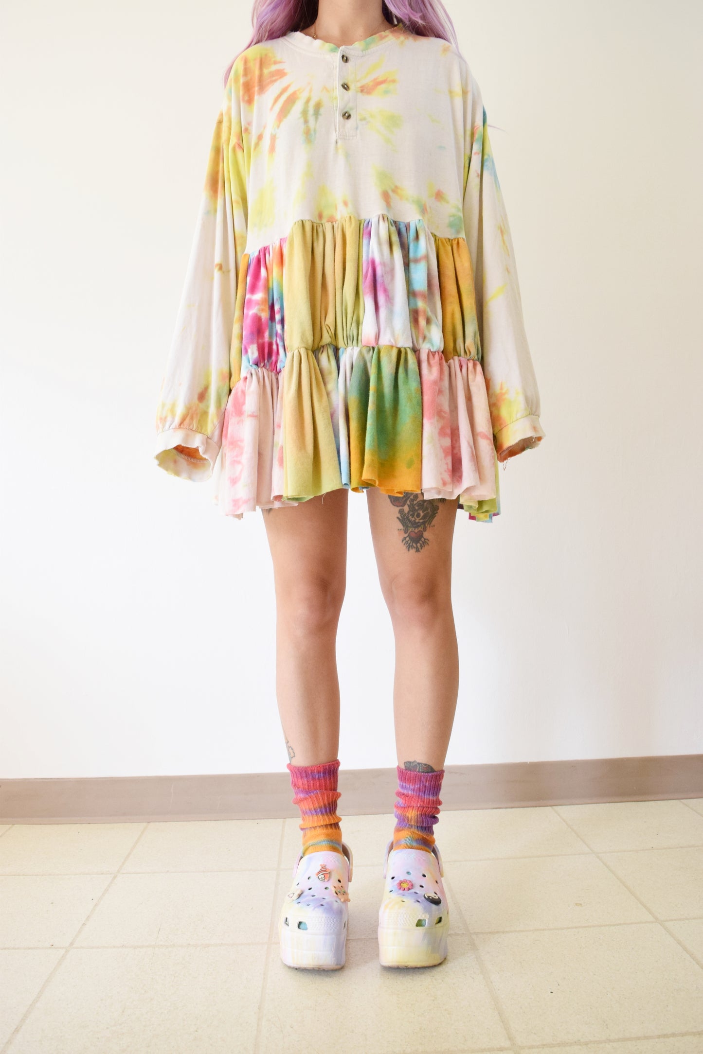 HANDMADE TIE DYE TSHIRT DRESS - M/L