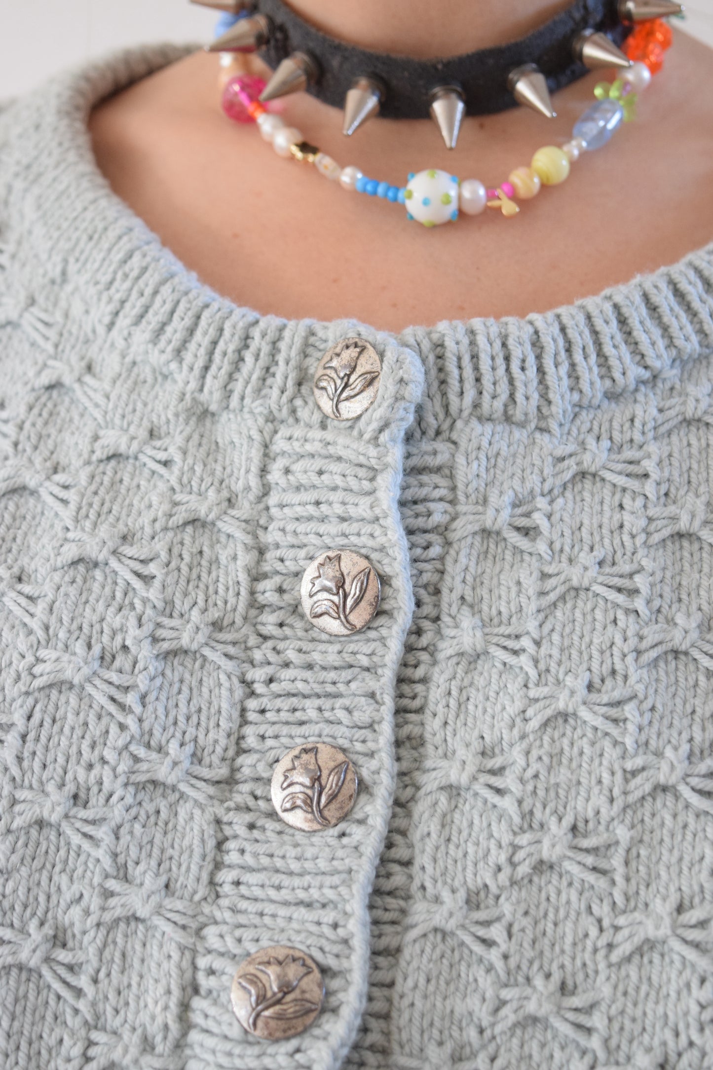 90s CHUNKY KNIT CROP SWEATER - M/L