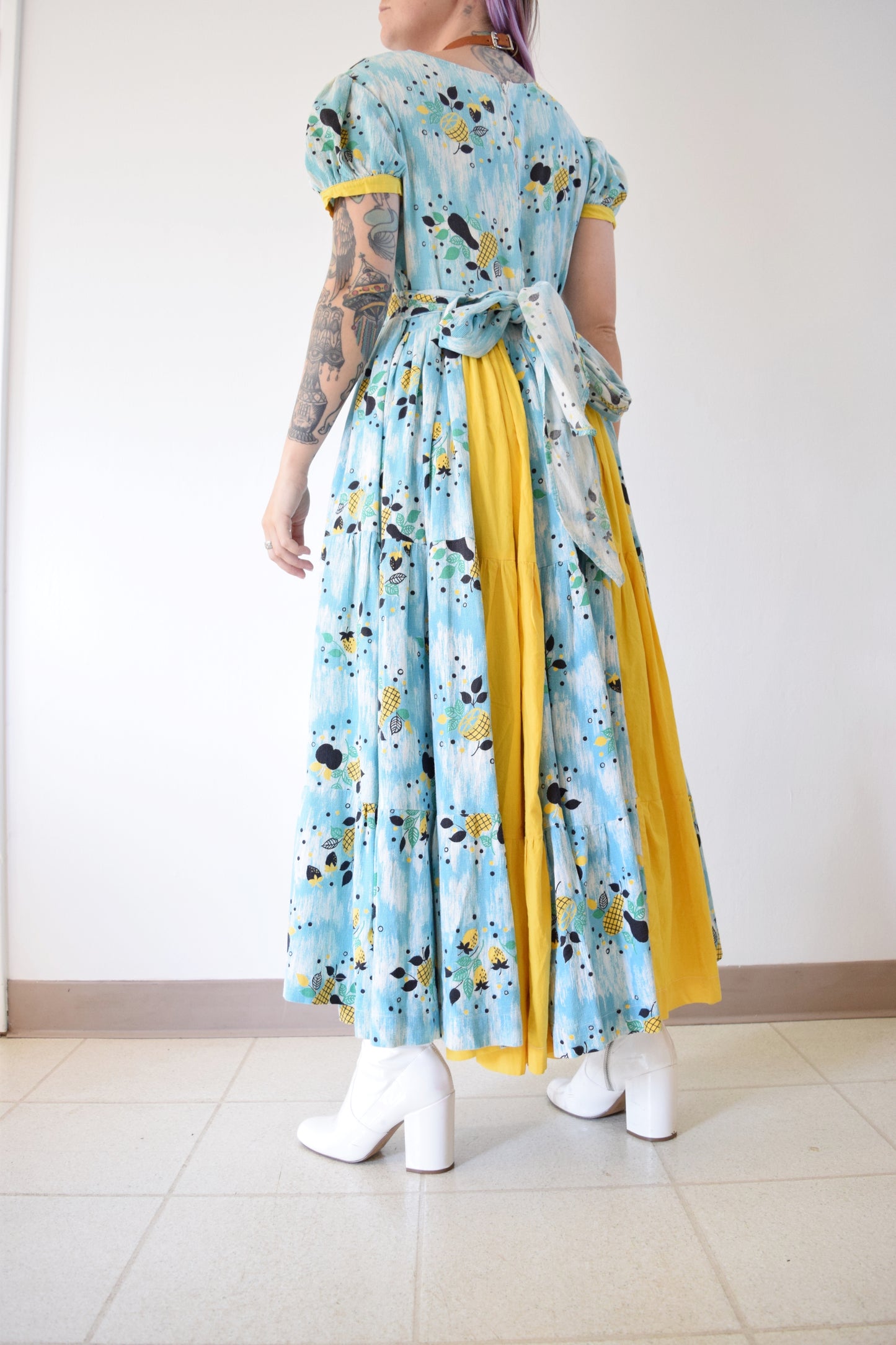 60s FRUIT PRINT COTTAGE PRAIRIE MAXI - MEDIUM
