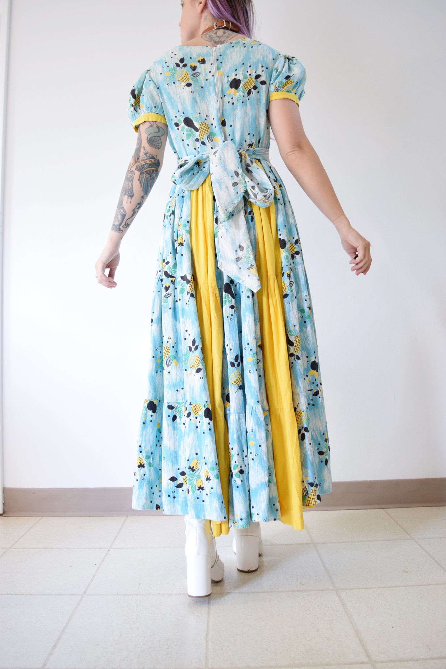 60s FRUIT PRINT COTTAGE PRAIRIE MAXI - MEDIUM