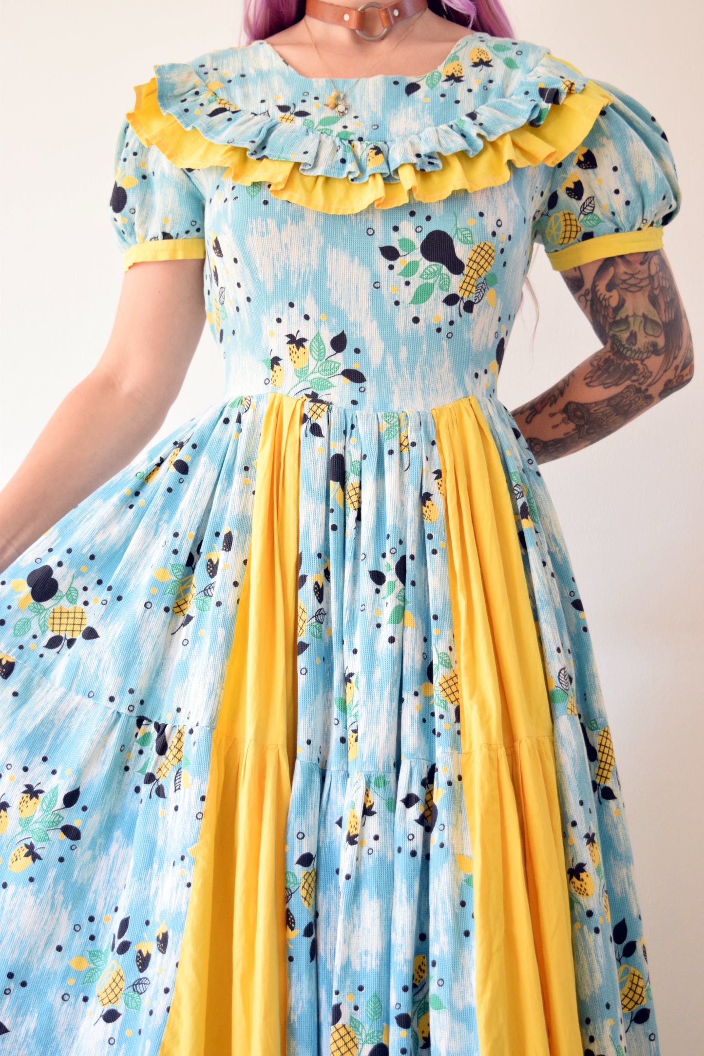 60s FRUIT PRINT COTTAGE PRAIRIE MAXI - MEDIUM