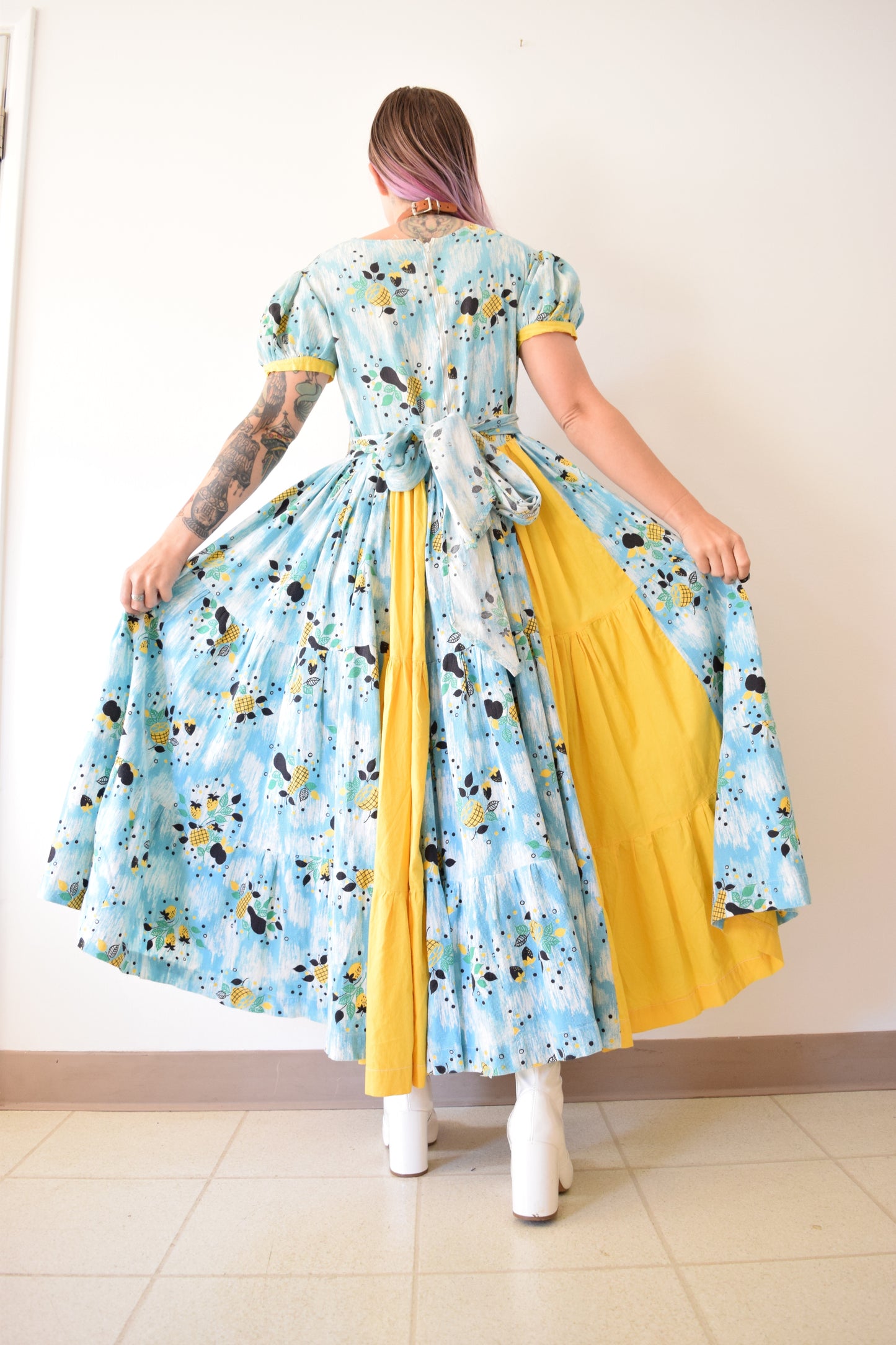 60s FRUIT PRINT COTTAGE PRAIRIE MAXI - MEDIUM