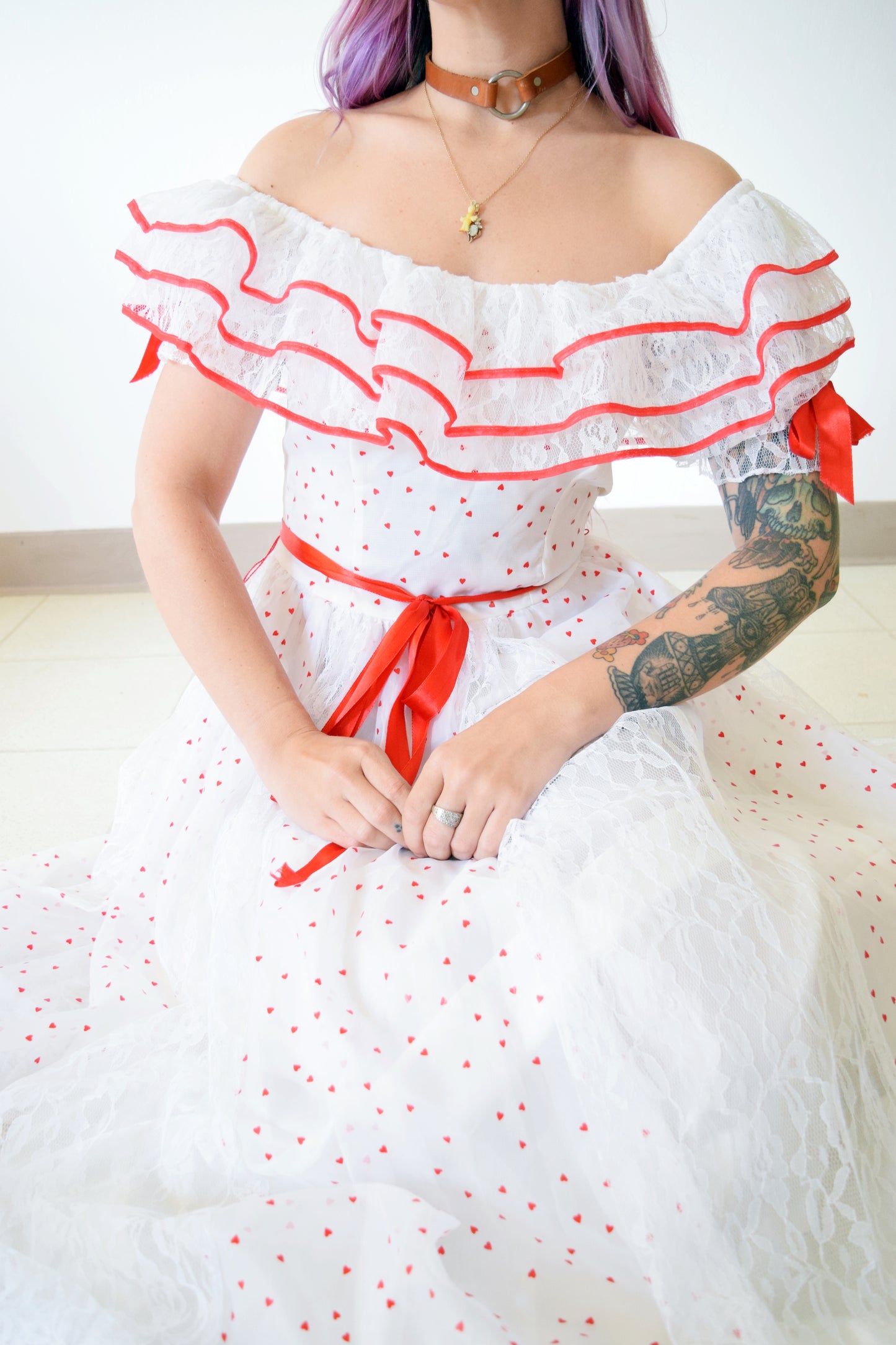 80s QUEEN OF HEARTS MAXI DRESS - XS/SMALL