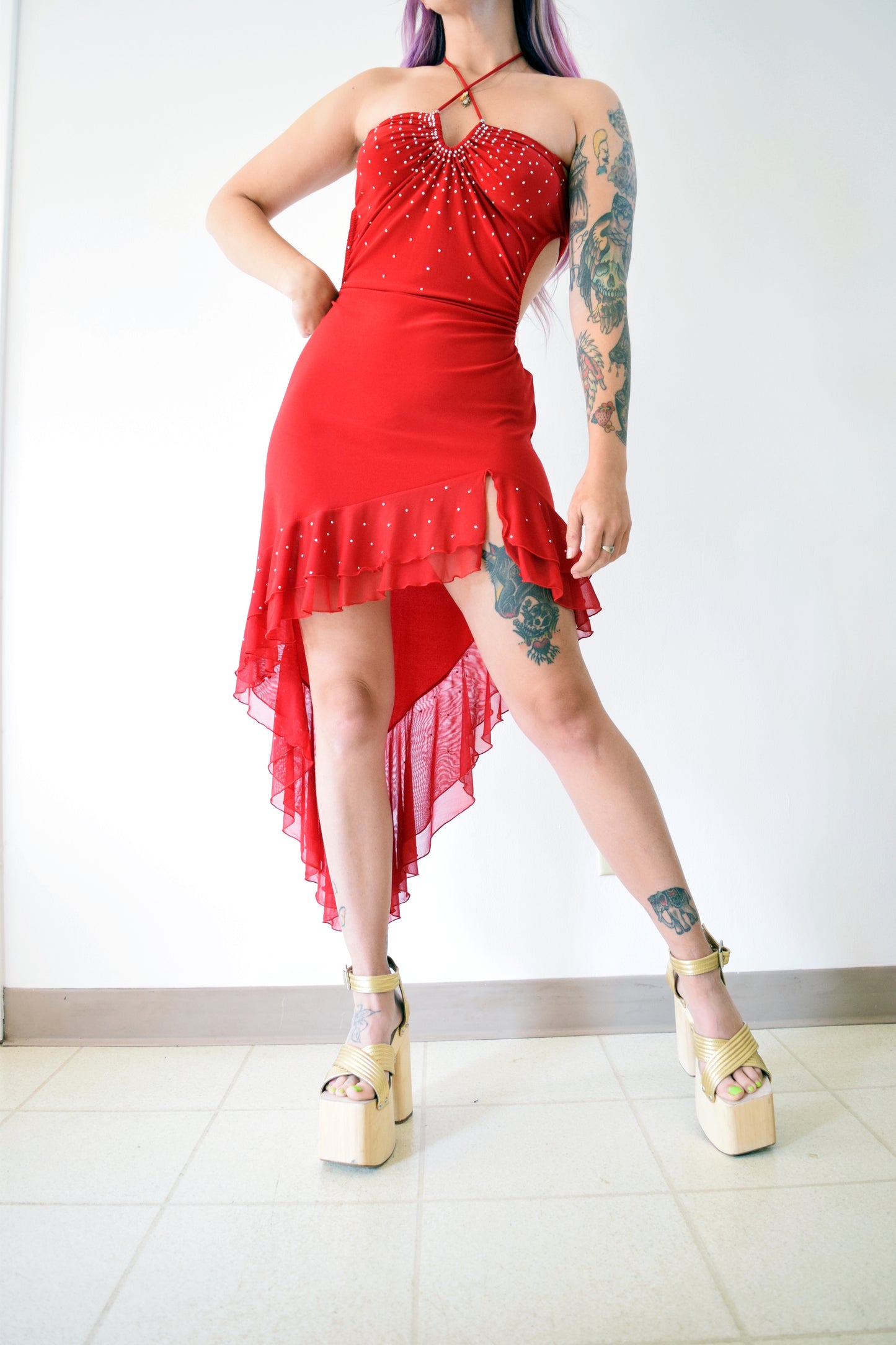 Y2K RHINESTONE SALSA MIDI - xs-m