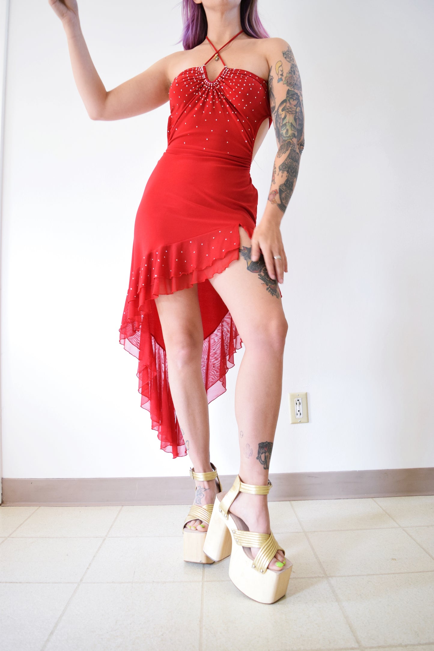 Y2K RHINESTONE SALSA MIDI - xs-m