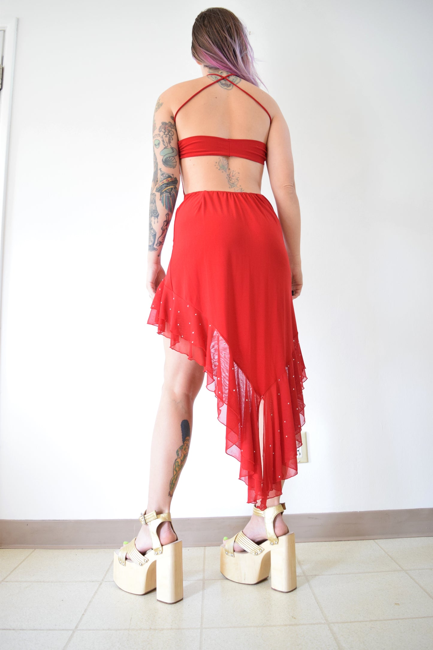 Y2K RHINESTONE SALSA MIDI - xs-m