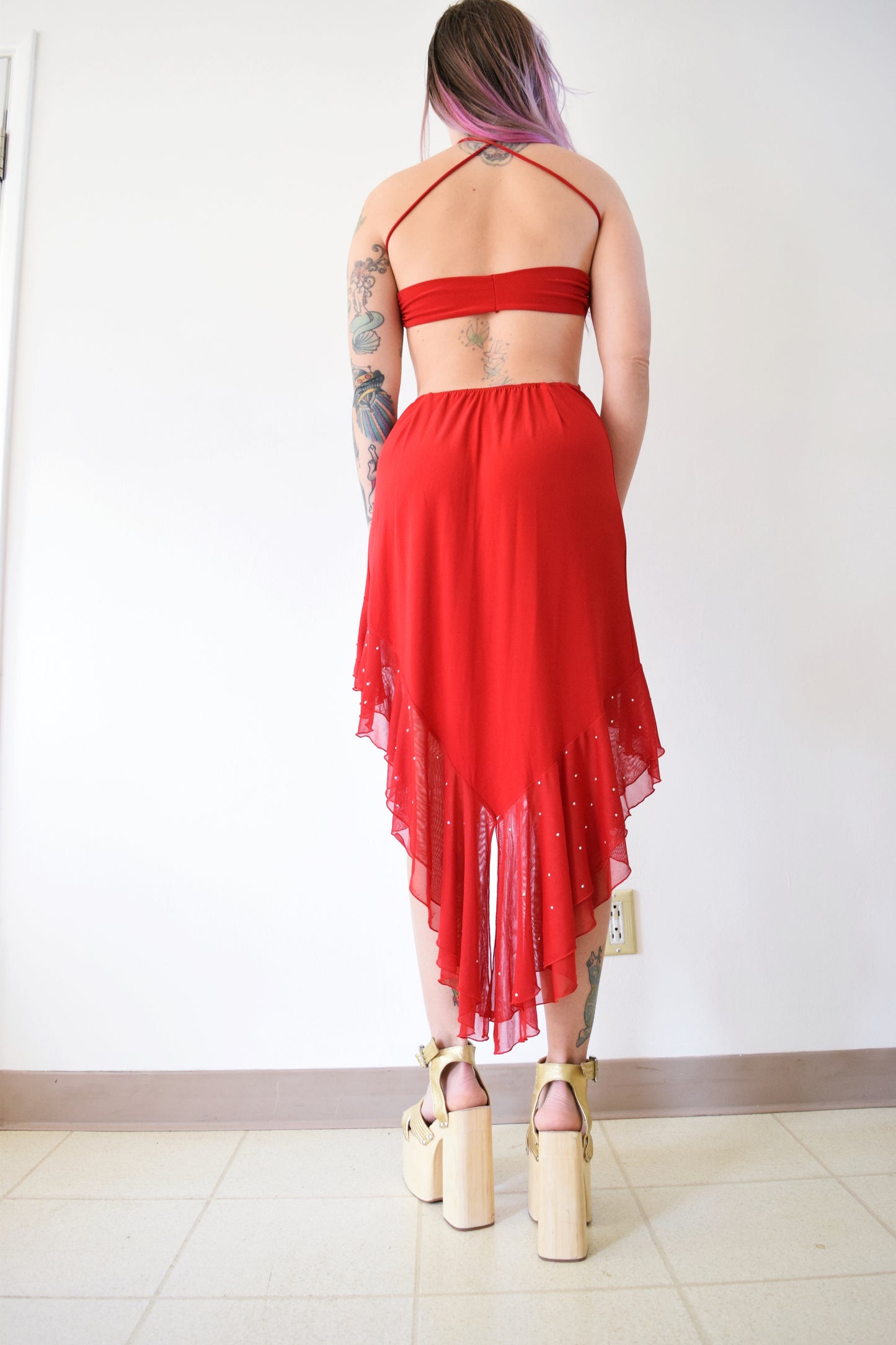 Y2K RHINESTONE SALSA MIDI - xs-m