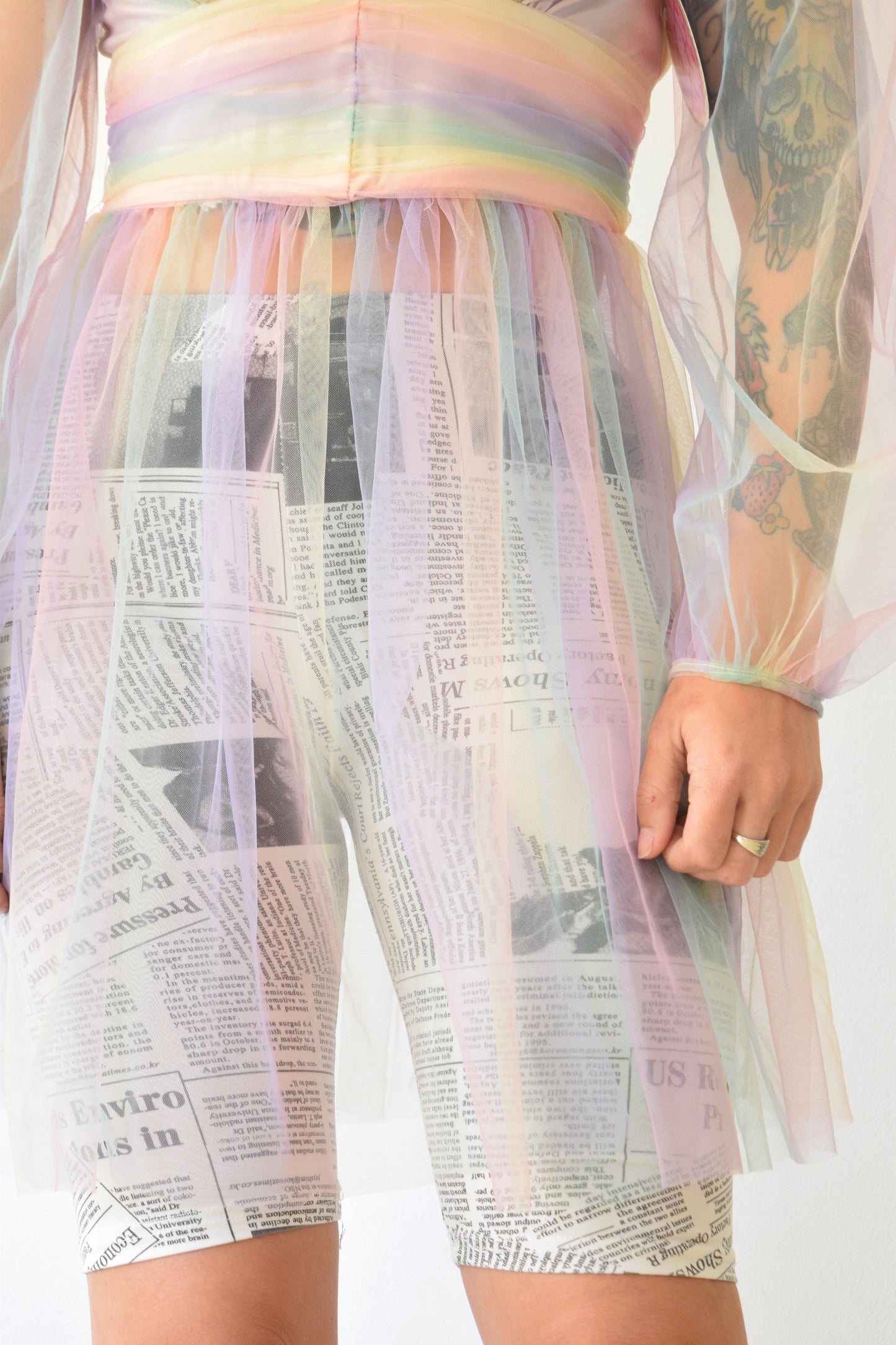 RAINBOW PASTEL PUFF MIDI DRESS - SMALL