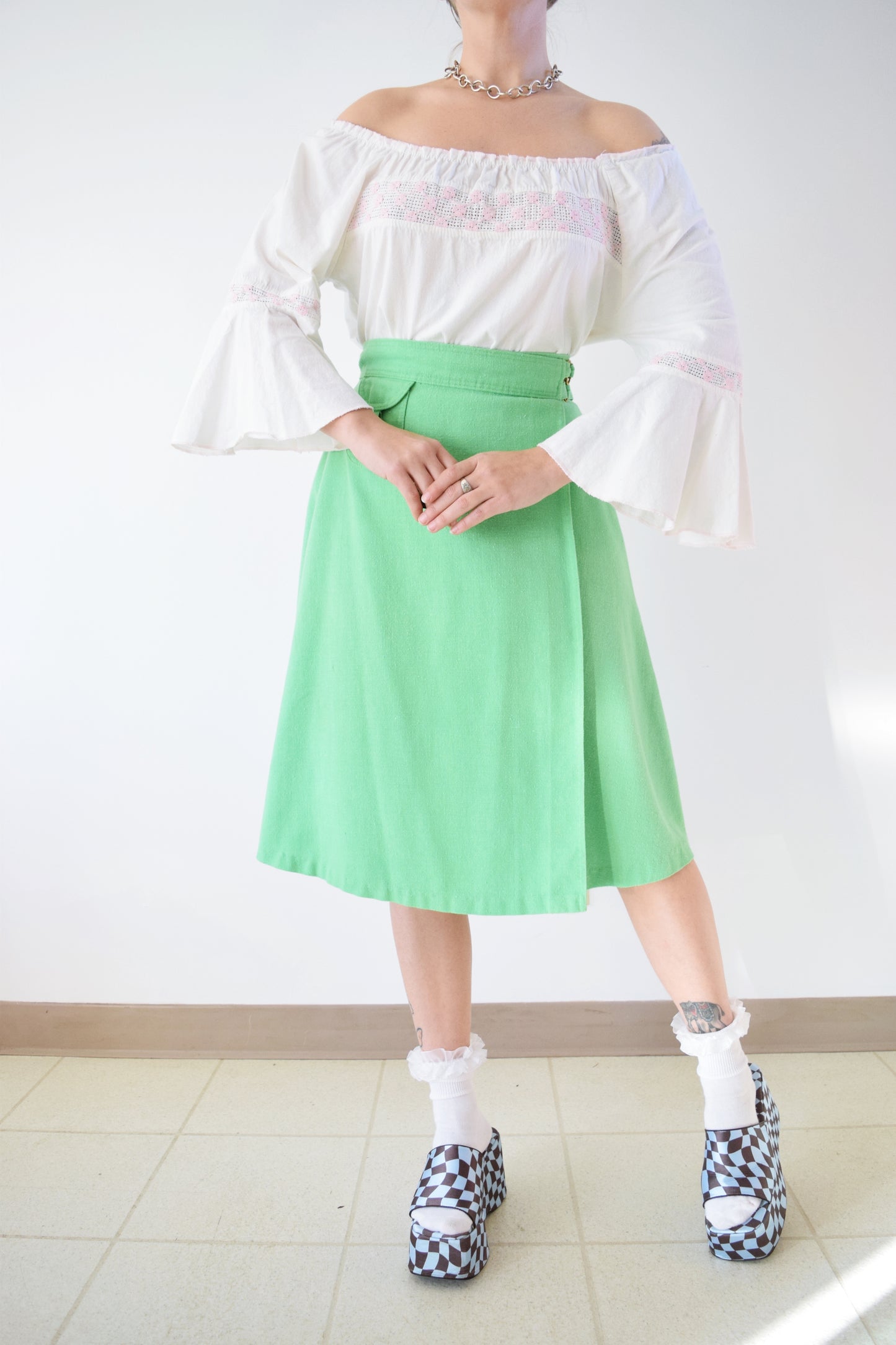 70s BELL SLEEVE BLOUSE - M/L