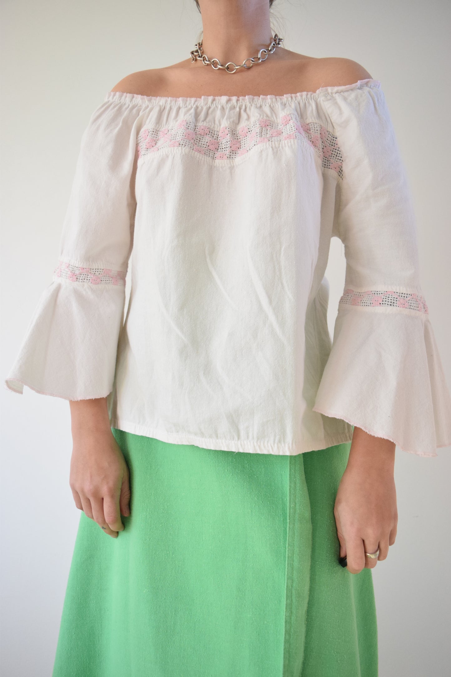 70s BELL SLEEVE BLOUSE - M/L