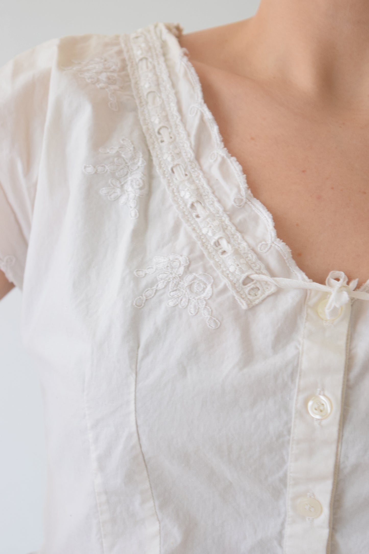 90s WHITE ROMPER - LARGE