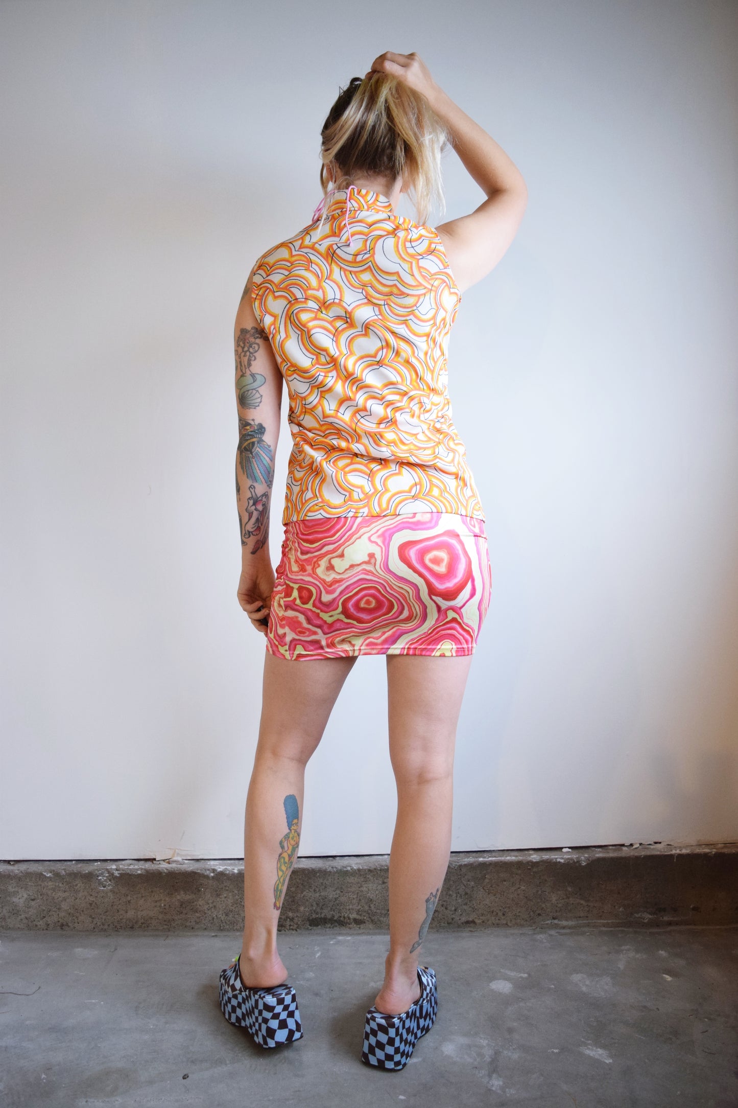 60s RAINBOW CLOUD BLOUSE - M