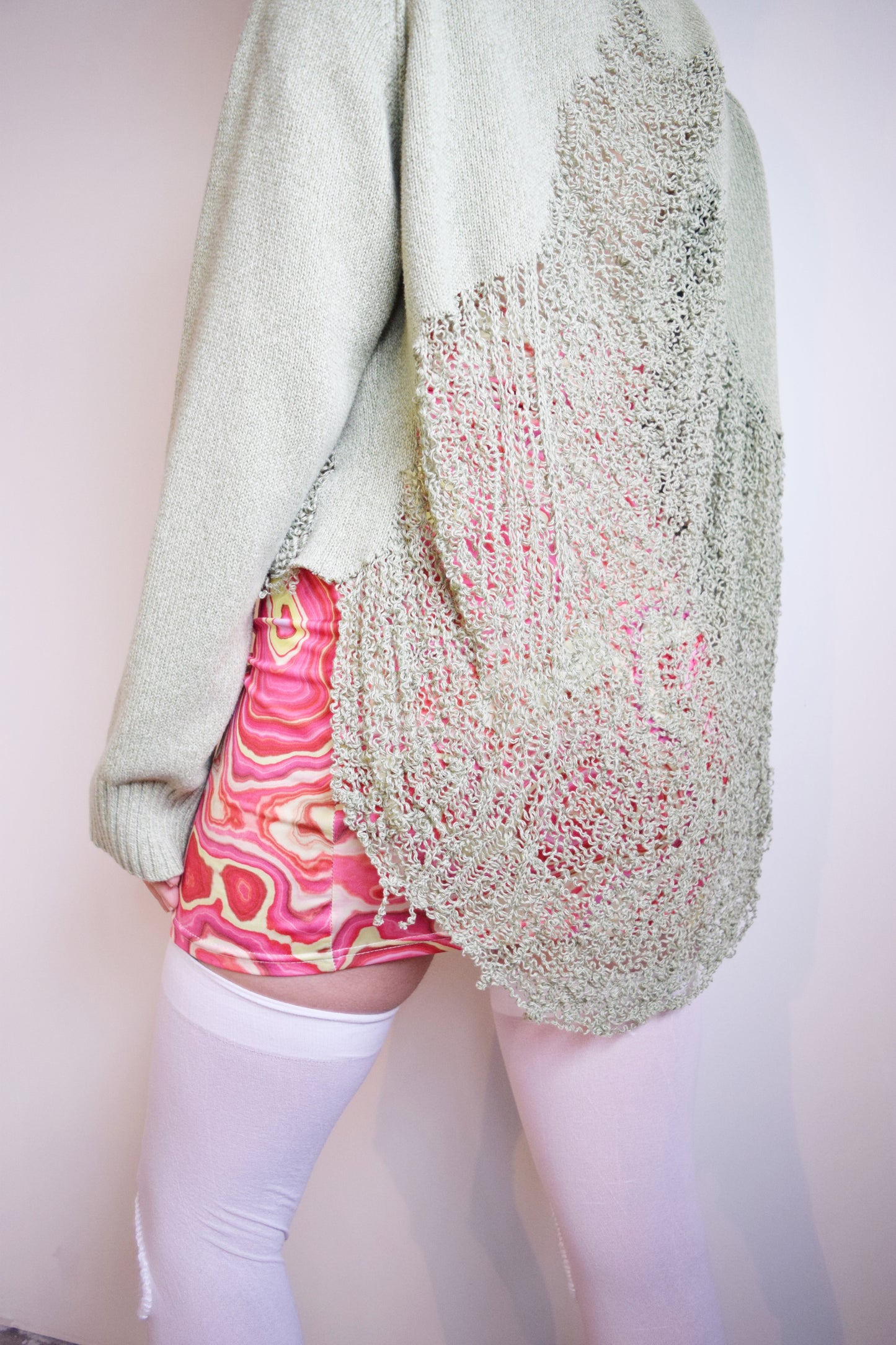 90s HAND DISTRESSED MINT TURTLENECK - LARGE