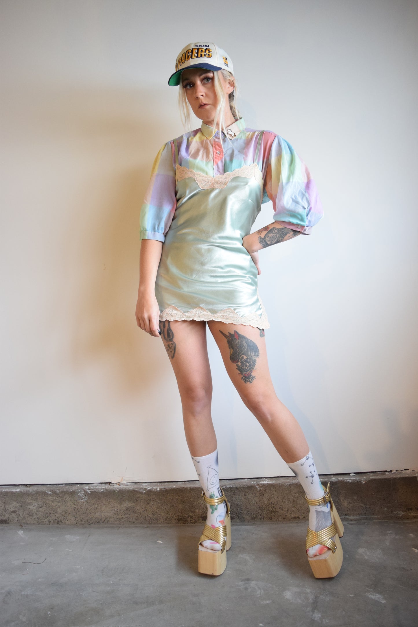 90s MINT SLIP DRESS - XS