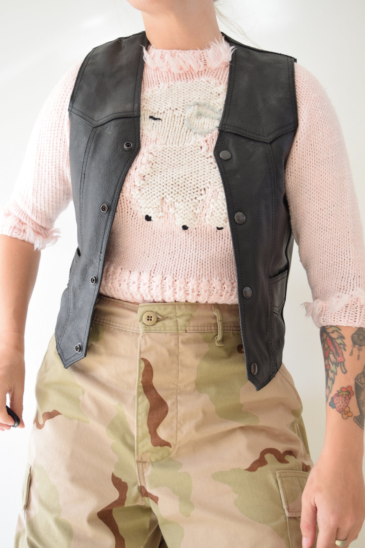 70s LEATHER VEST - SMALL
