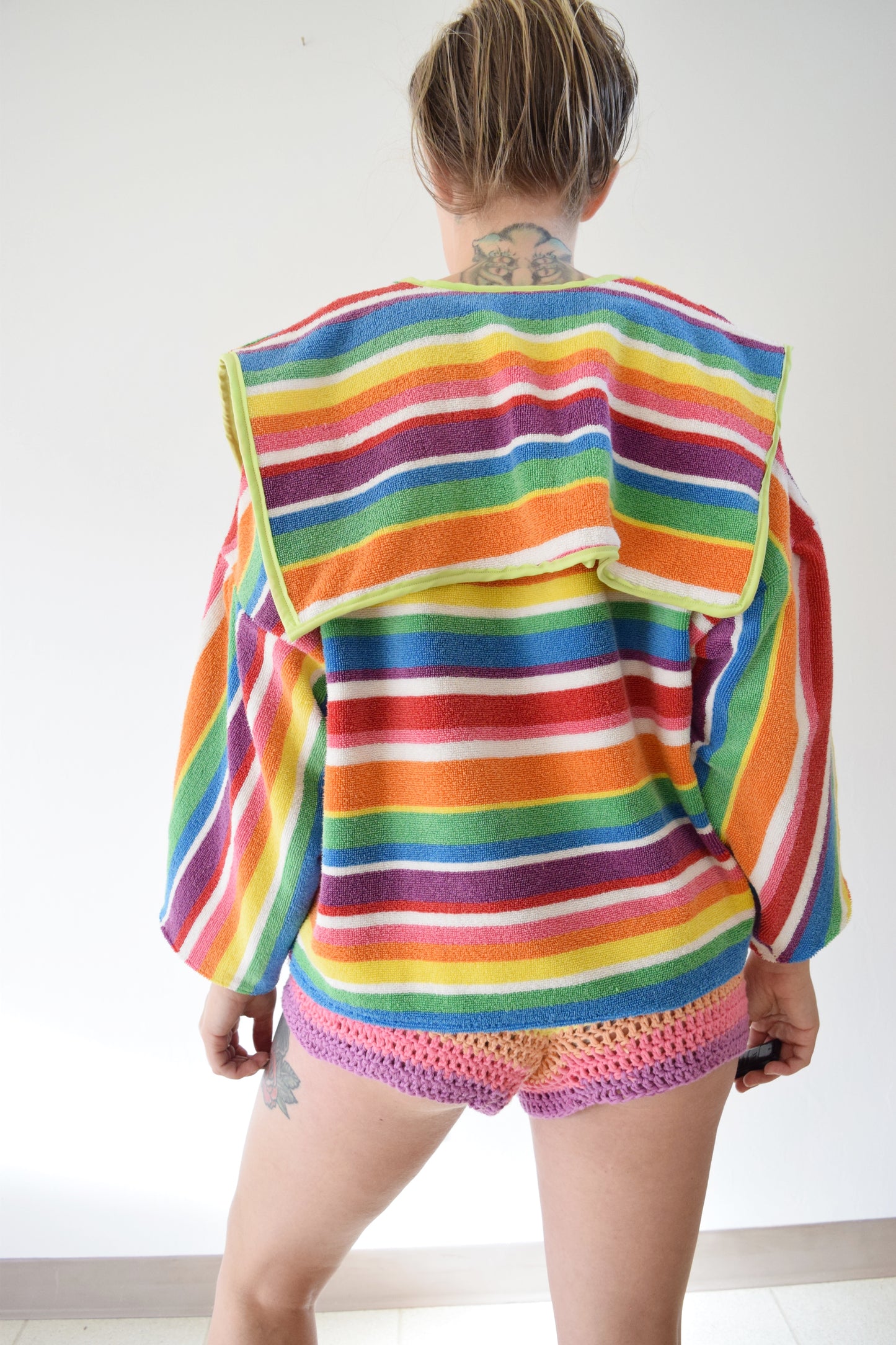*OWLEPHANT ORIGINAL* RAINBOW TOWEL SWEATER - LARGE