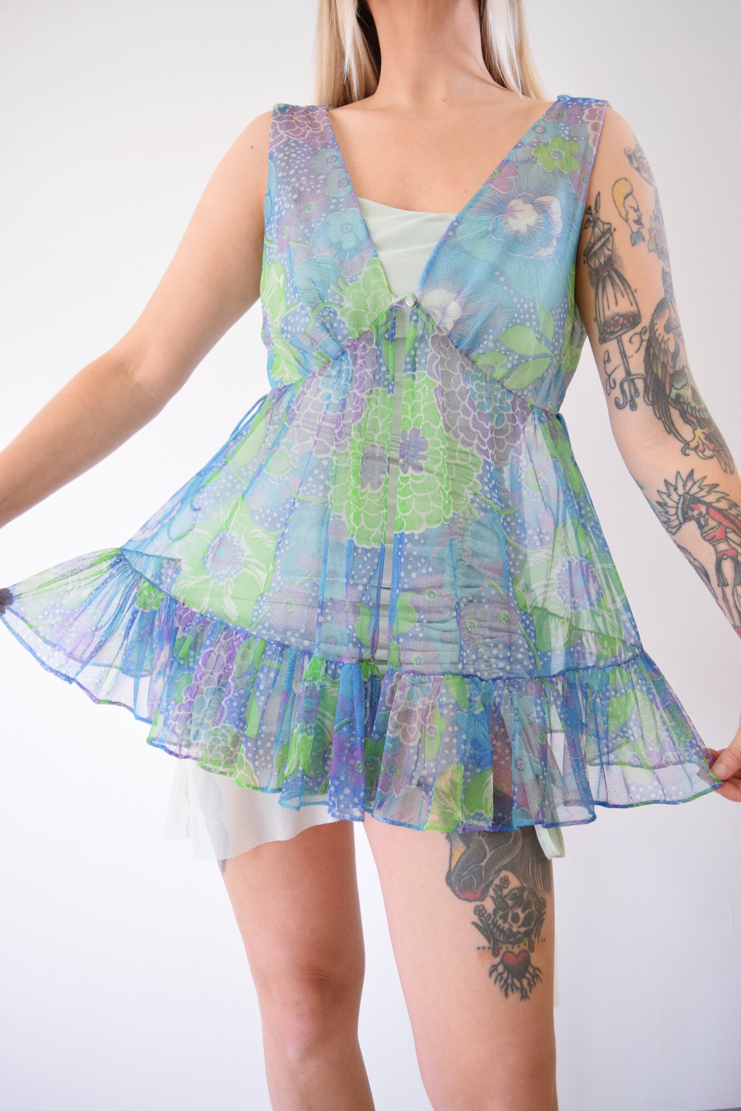 60s NEON FLORAL TEDDY - MEDIUM