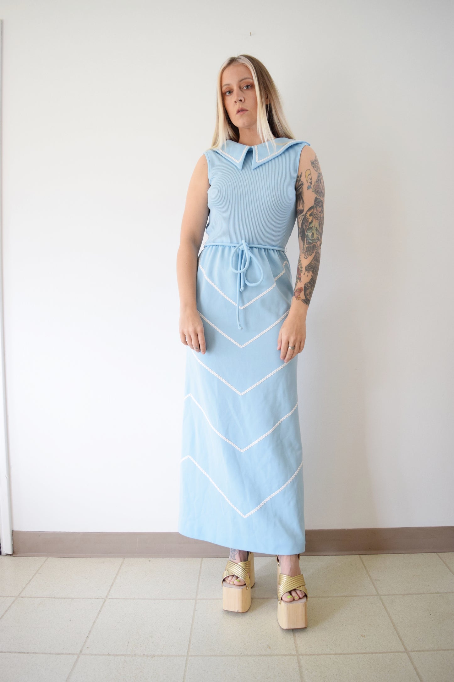 70s PASTEL BLUE MAXI DRESS