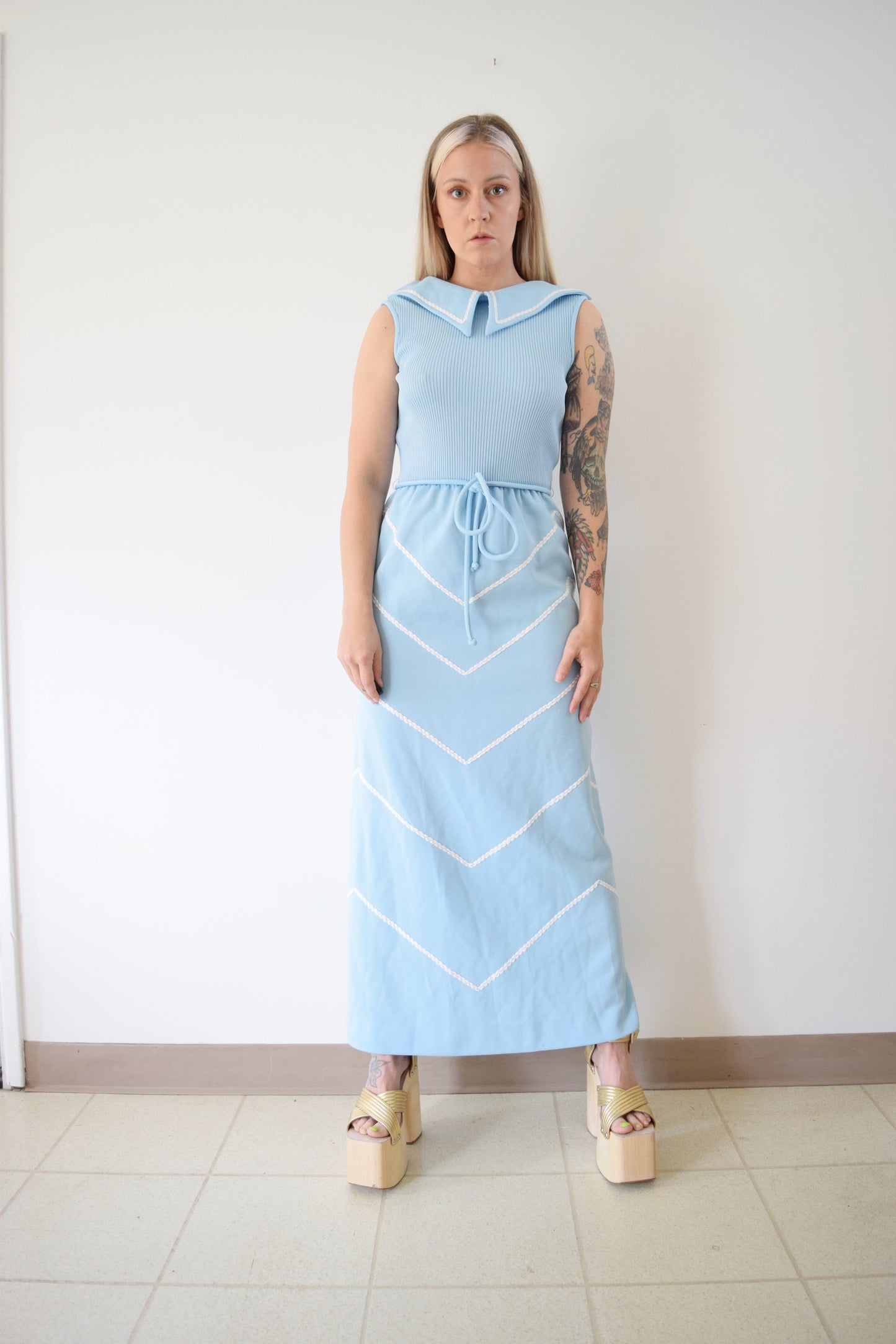 70s PASTEL BLUE MAXI DRESS