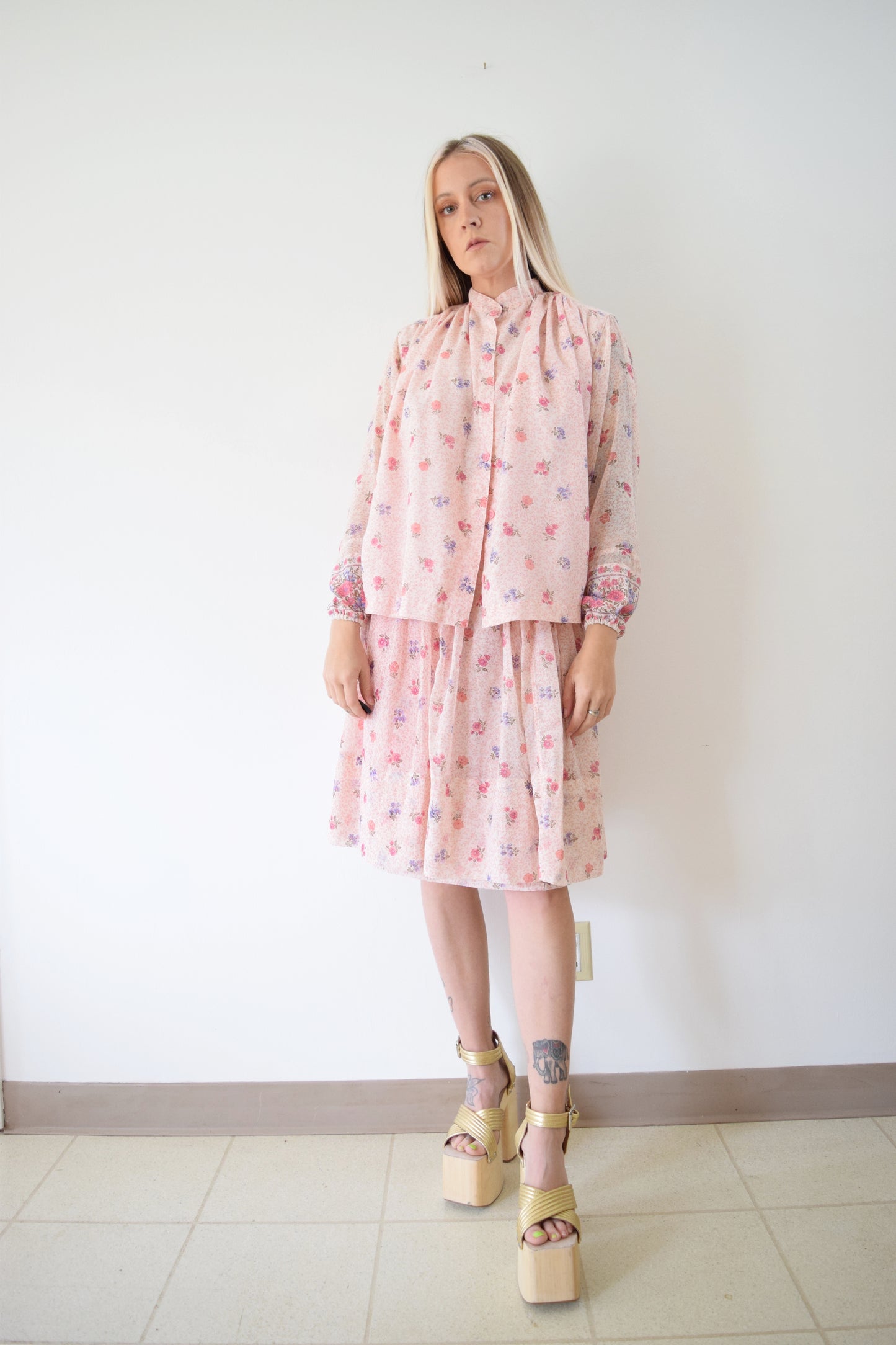 60S 2 PIECE FLORAL SET - XS/S